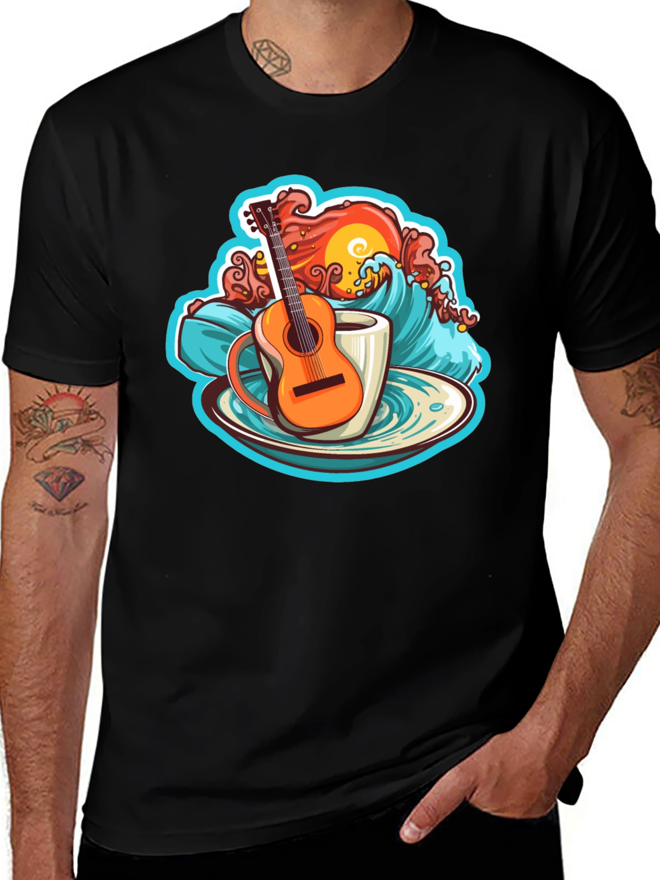 Variant 13 of Guitar Wave Coffee T-Shirt