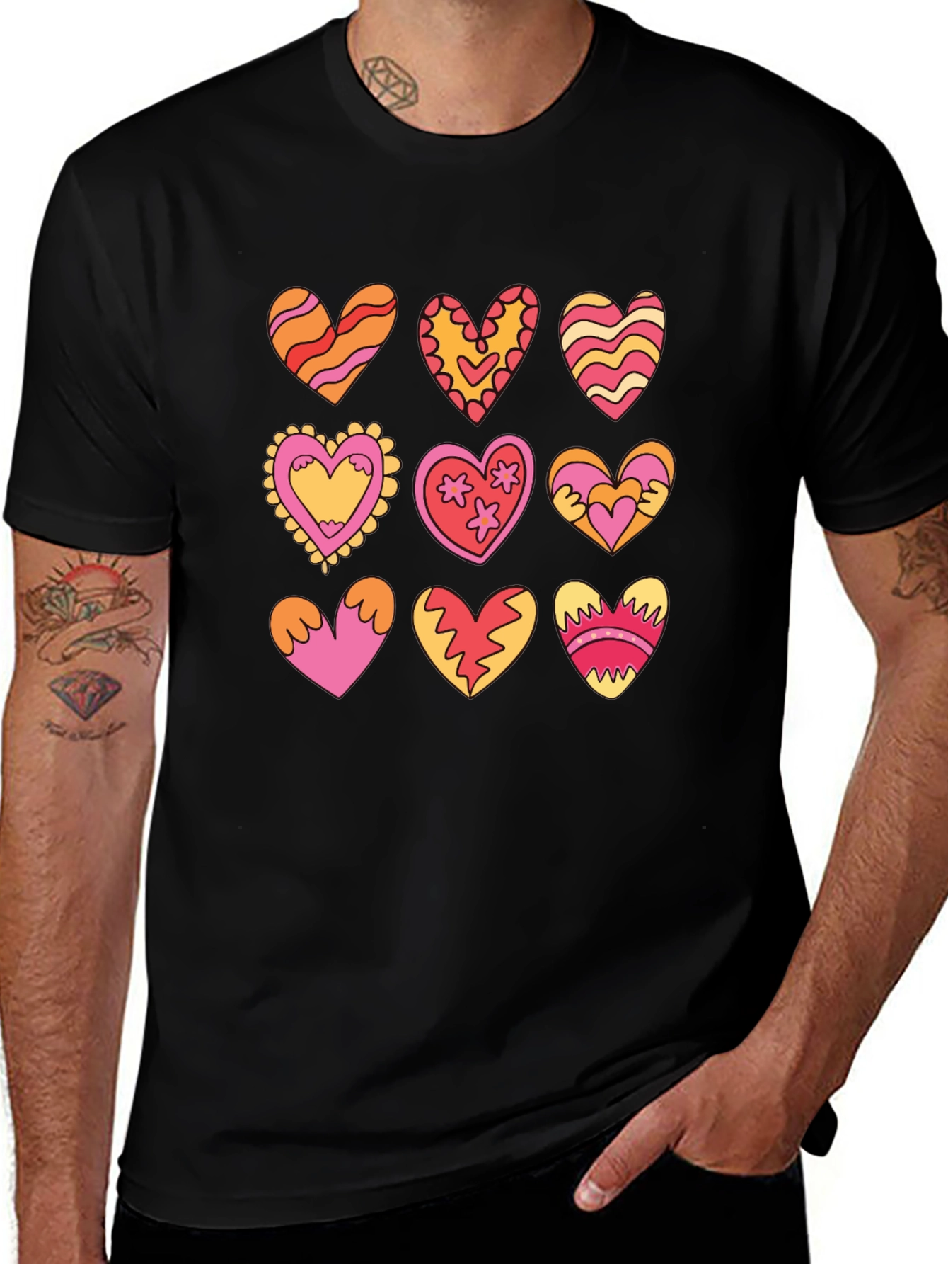 Variant 5 of Retro Hearts Graphic Tee - Fun Valentine's Day Shirt