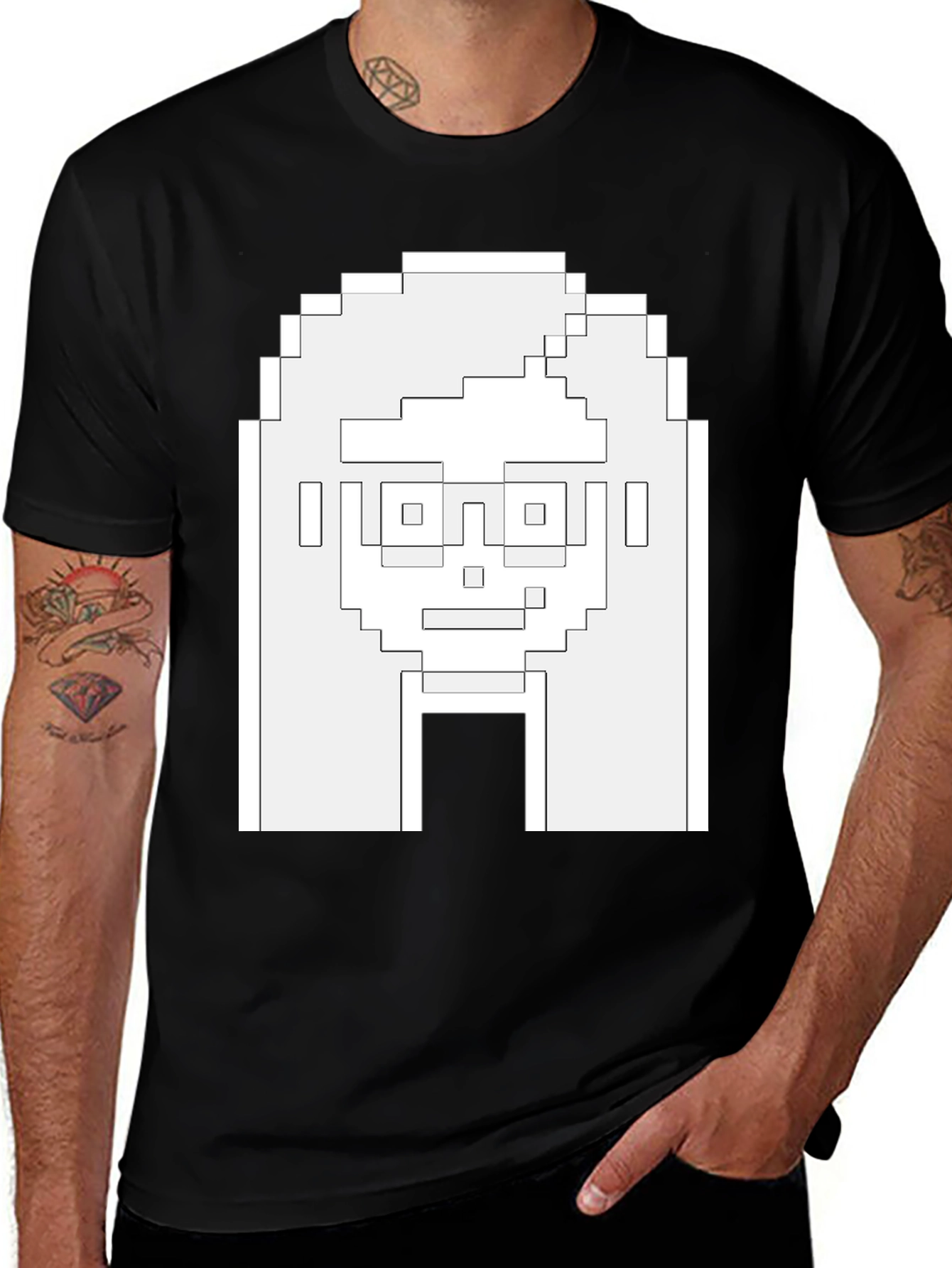 Variant 9 of Pixel Art Face Graphic Tee - Retro Style Shirt