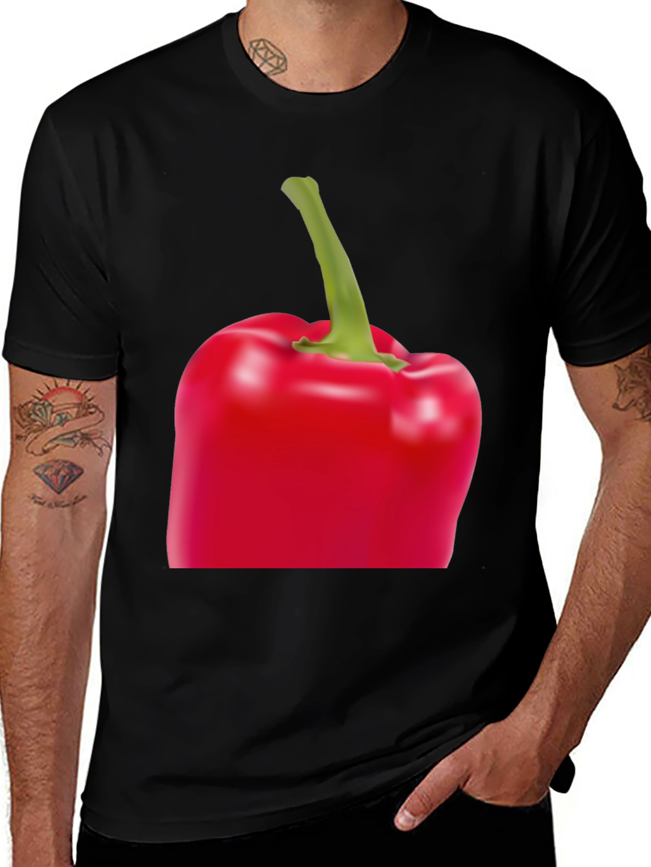 Variant 24 of Red Bell Pepper Graphic Tee - Unisex Black T-Shirt