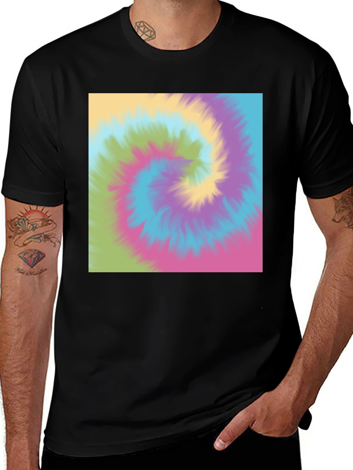 Variant 5 of Tie-Dye Swirl Graphic Black Tee
