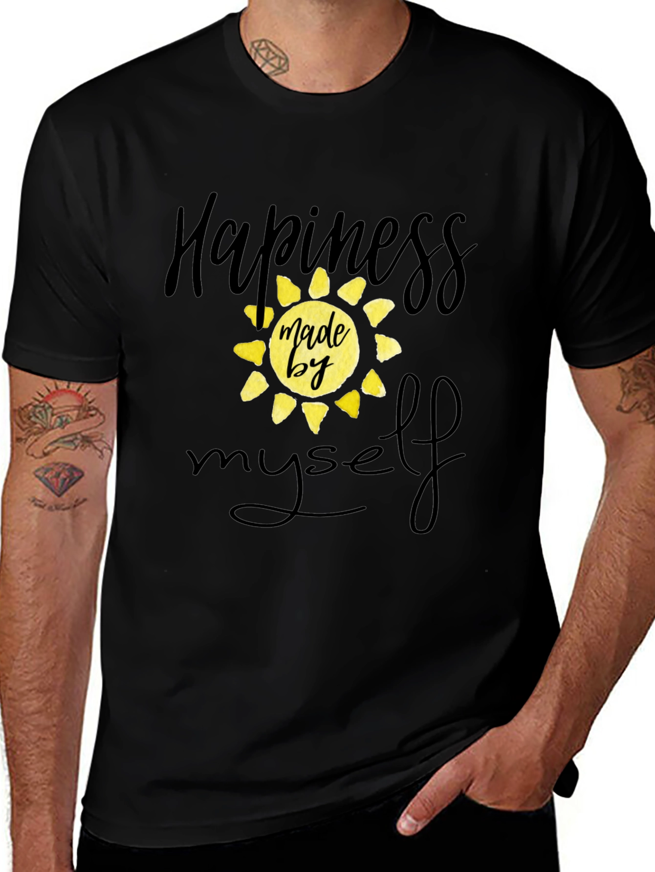 Variant 28 of Happiness Made By Myself Black T-Shirt