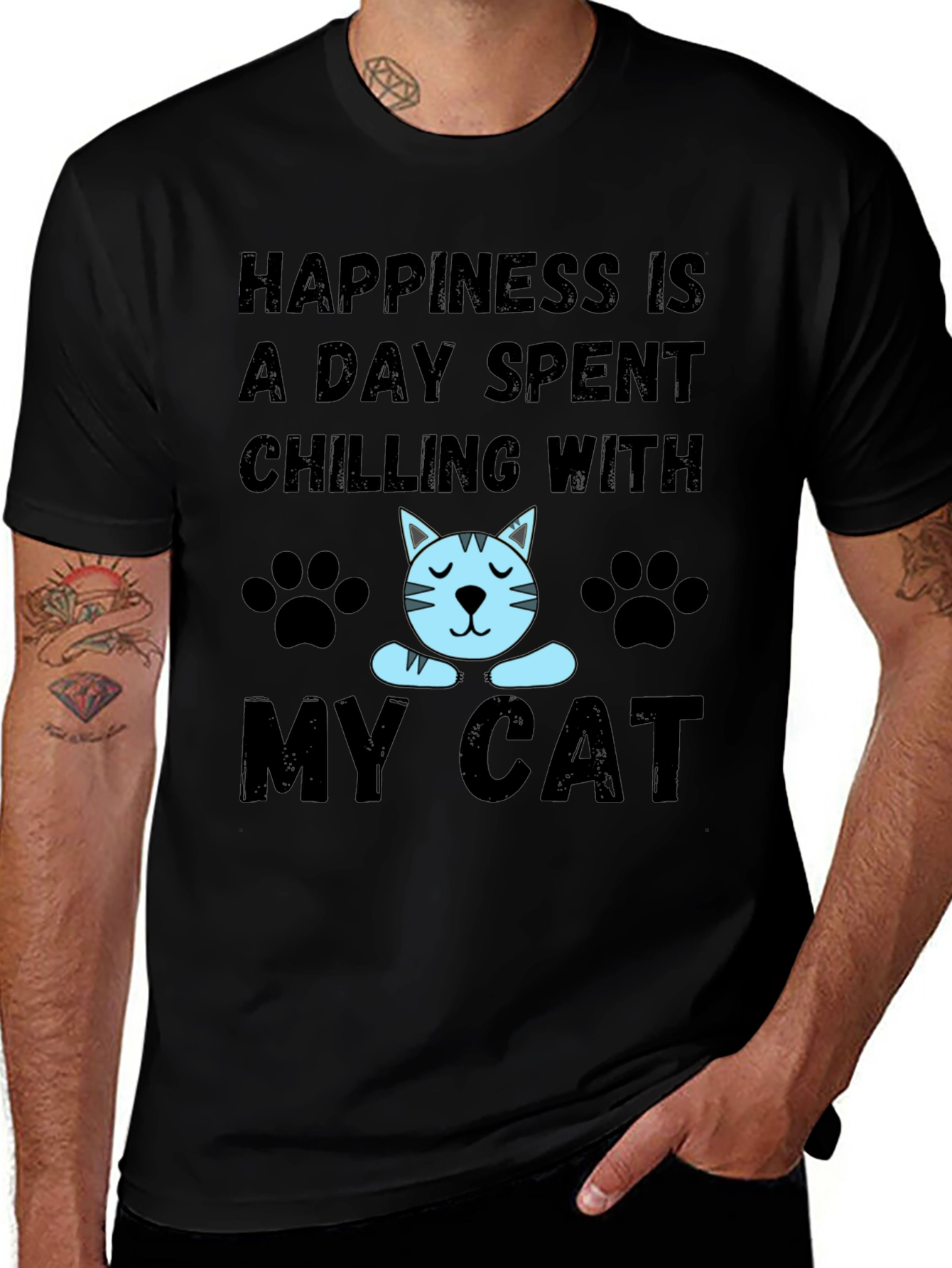 Variant 30 of Happiness Chilling with My Cat Graphic Tee