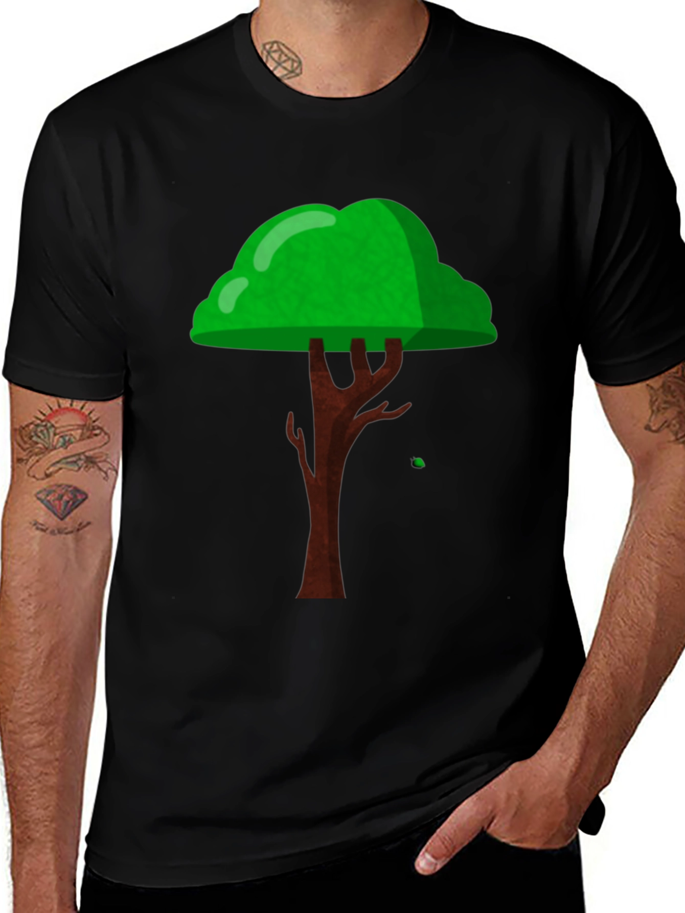 Variant 28 of Cartoon Tree Graphic Black T-Shirt