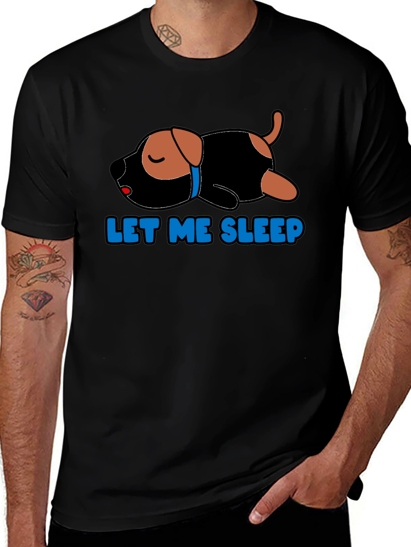 Black Let Me Sleep T-Shirt - Cute Dog Design main image