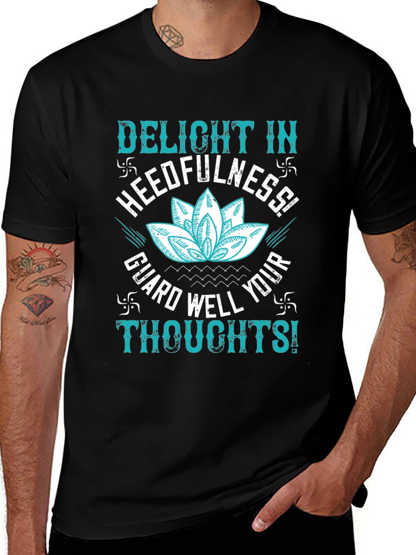 Variant 30 of Mindful Thoughts Graphic Tee - Black Cotton T-Shirt