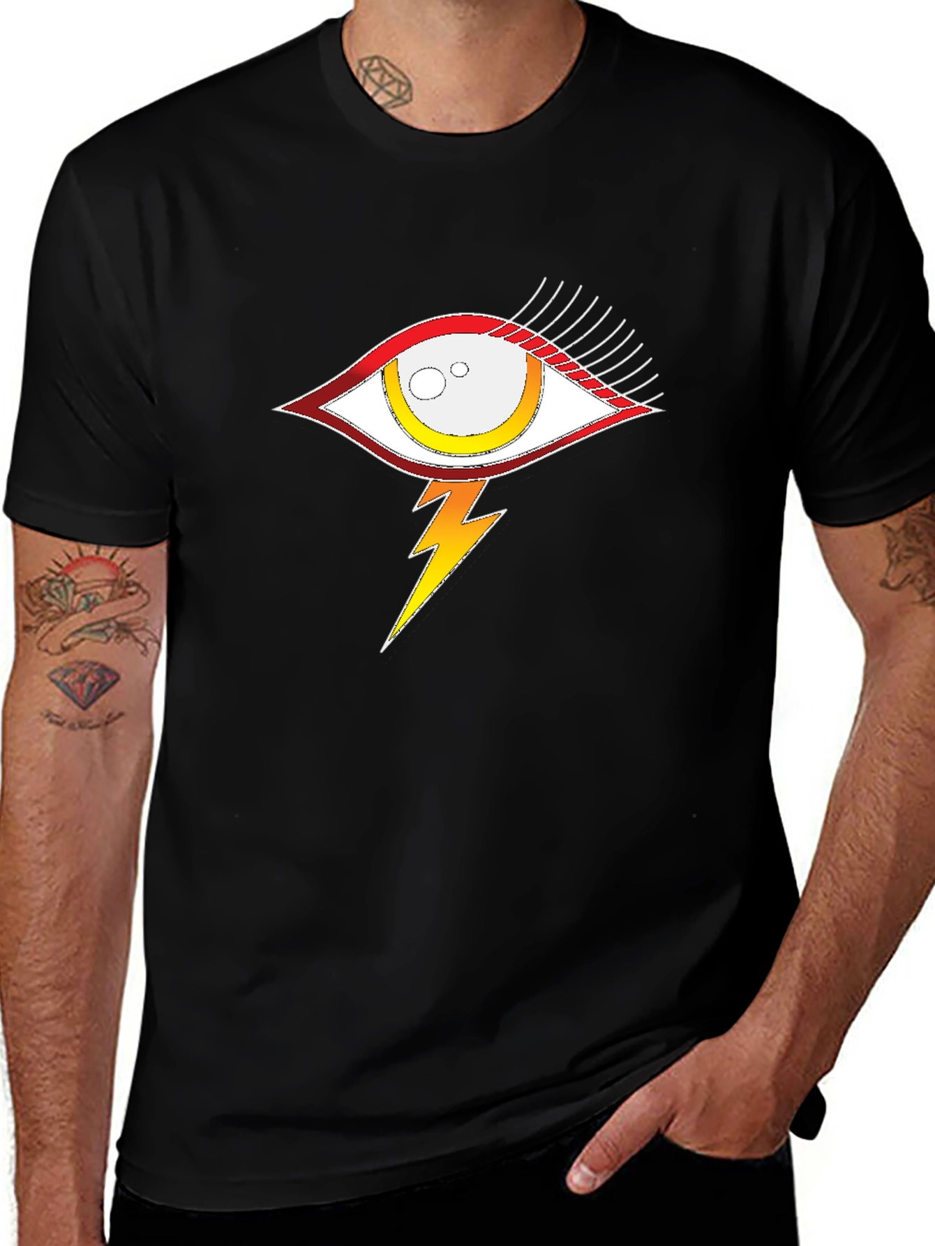 Variant 2 of Eye with Lightning Bolt Graphic Tee - Black