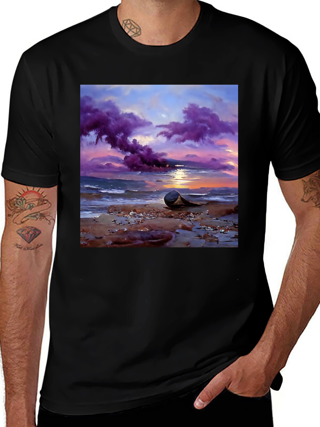 Variant 5 of Sunset Beach T-Shirt - Artistic Coastal Design