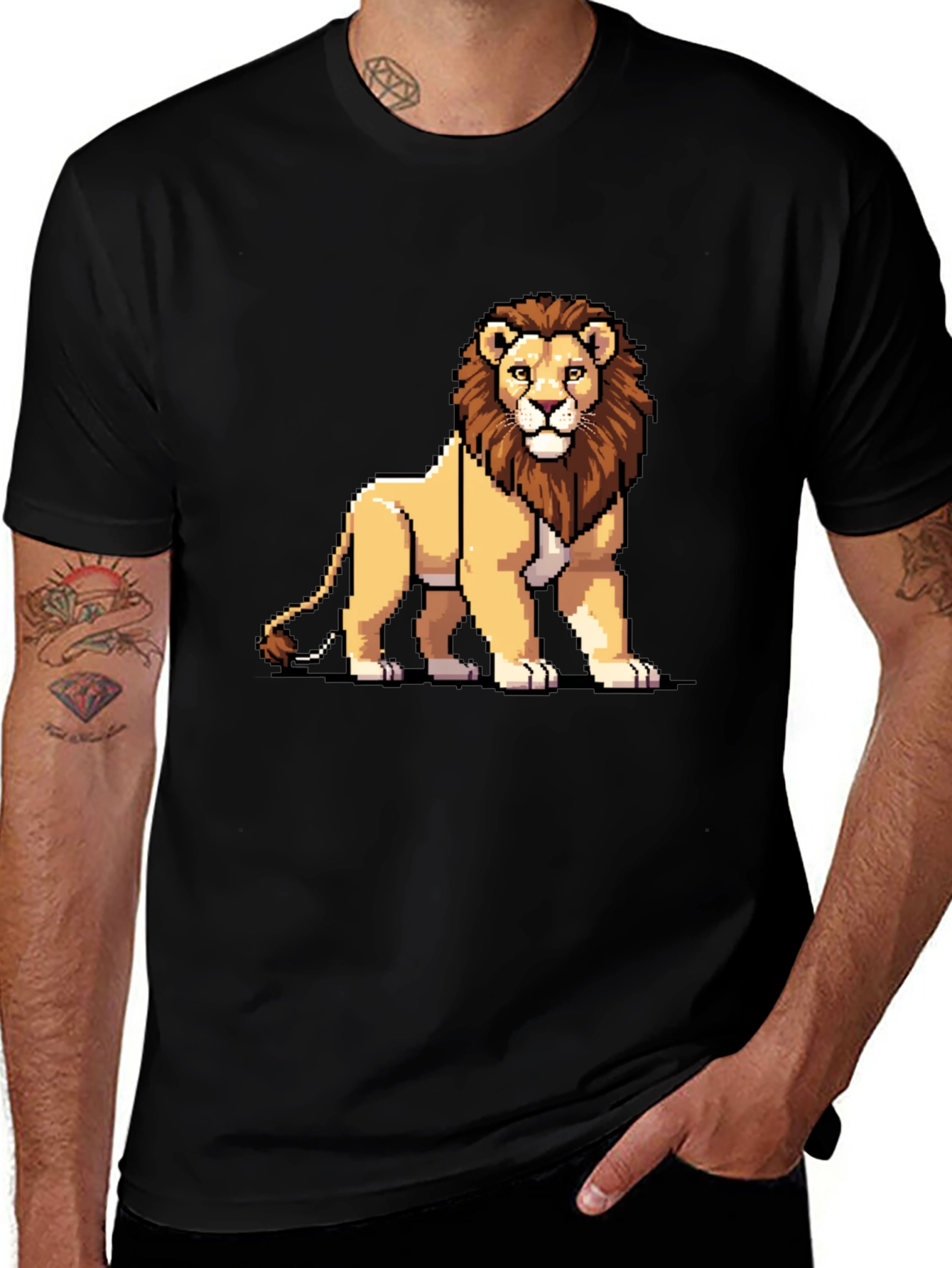 Variant 25 of Pixel Lion Graphic Black Tee