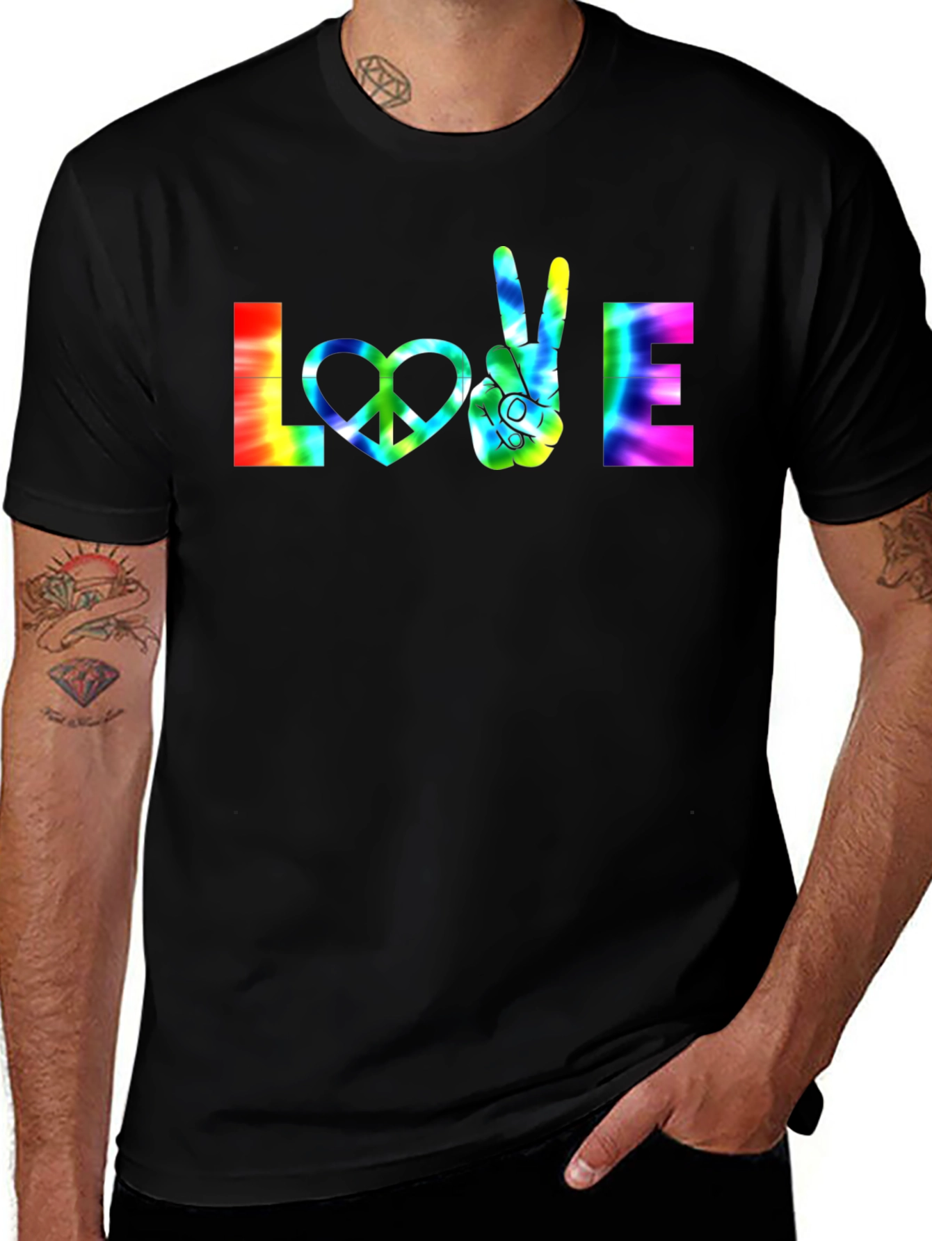 Variant 20 of Tie Dye Peace and Love Graphic Tee
