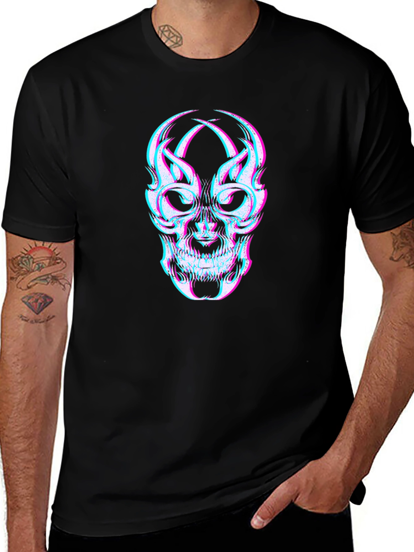 Variant 9 of Skull Illusion Black T-Shirt