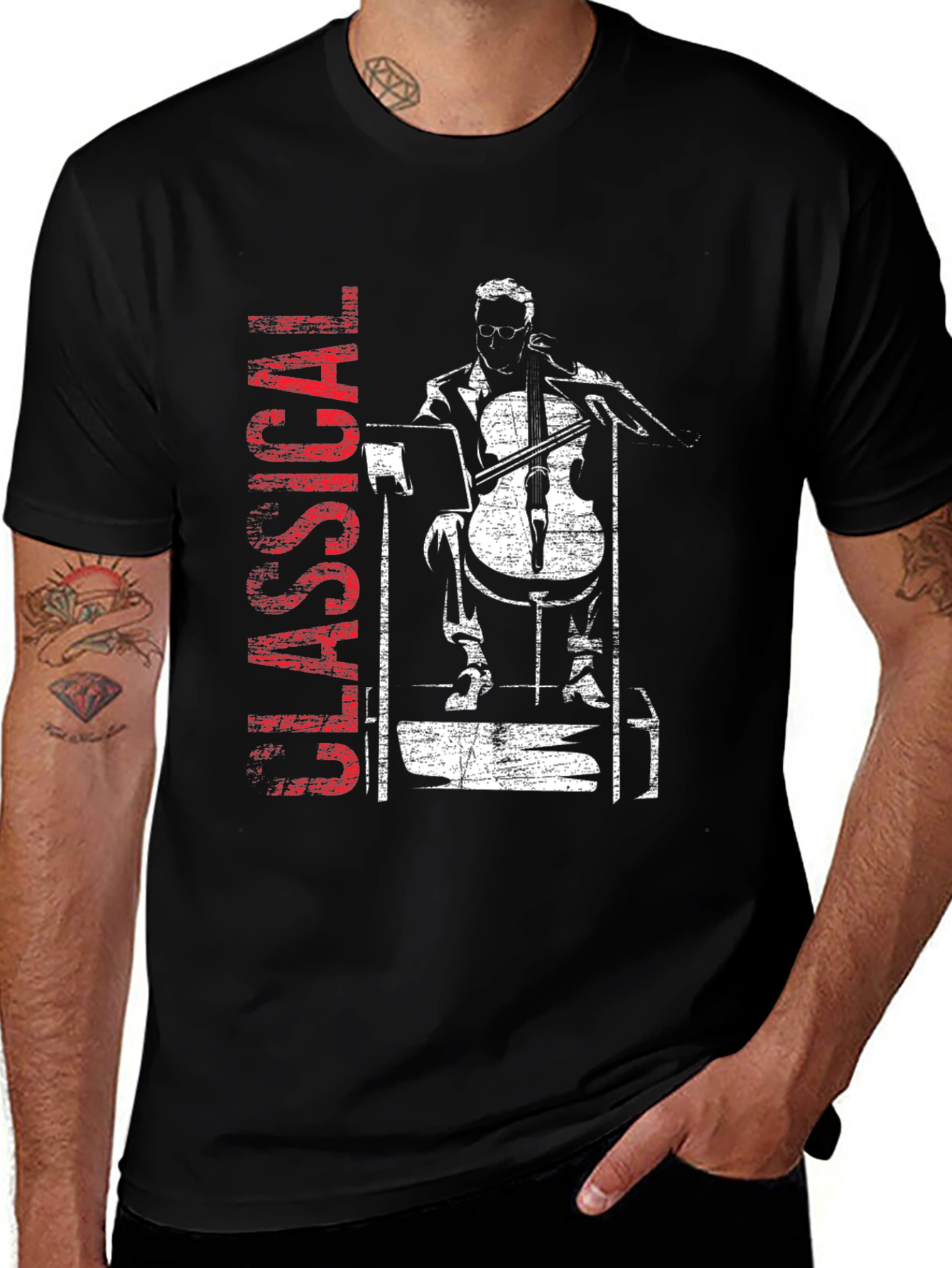 Variant 17 of Classical Musician Graphic Tee - Cello Player T-Shirt