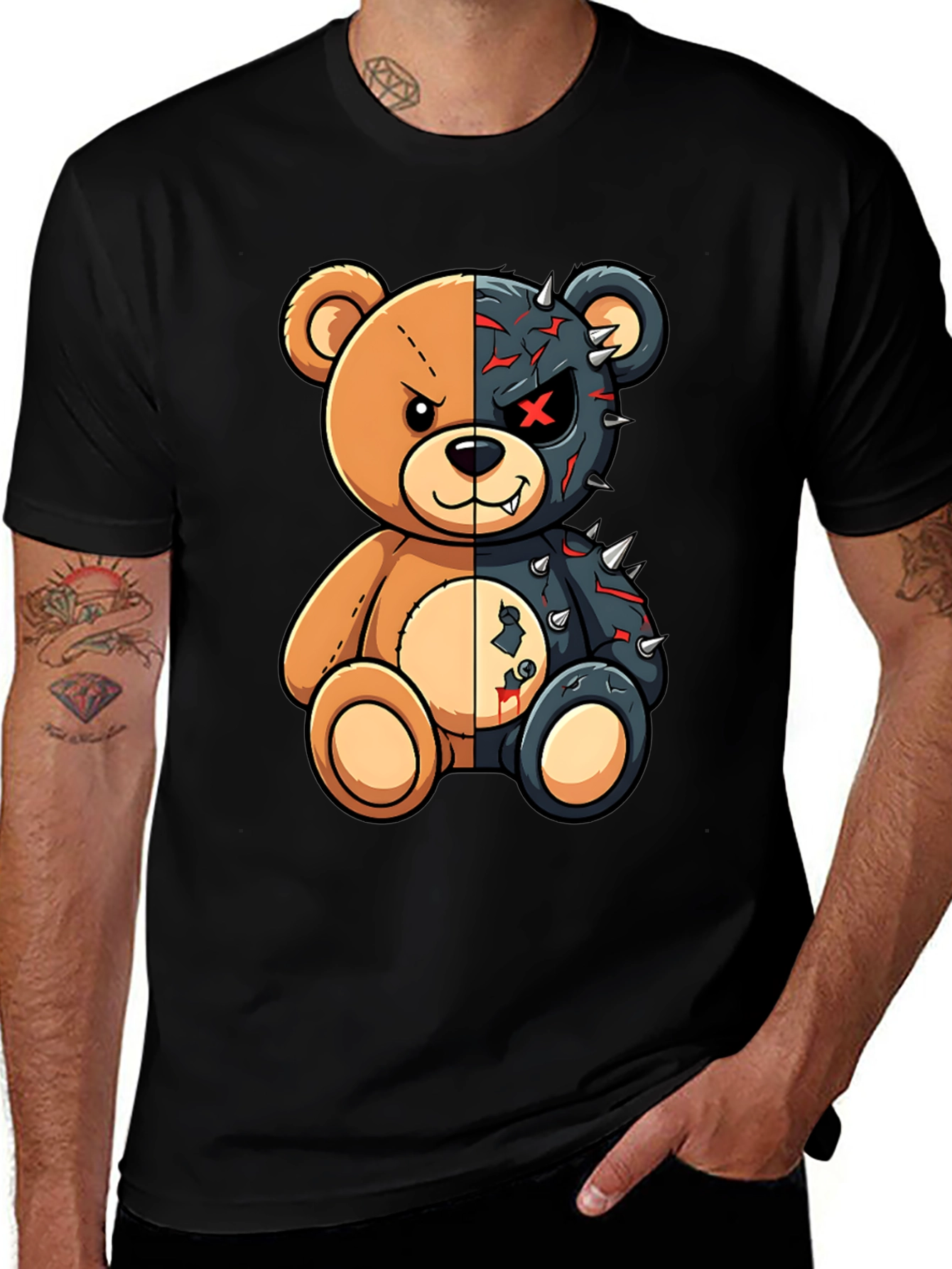 Variant 21 of Two-Faced Teddy Bear Graphic T-Shirt