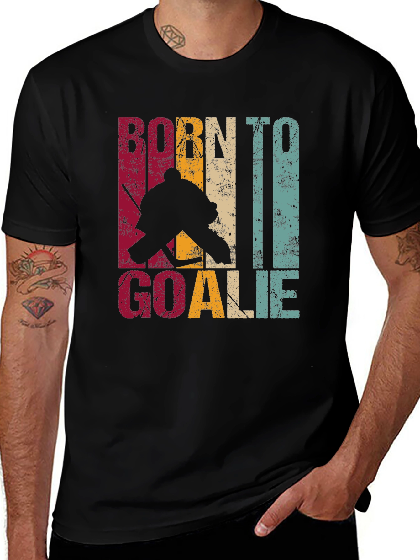 Variant 22 of Born To Goalie Hockey T-Shirt