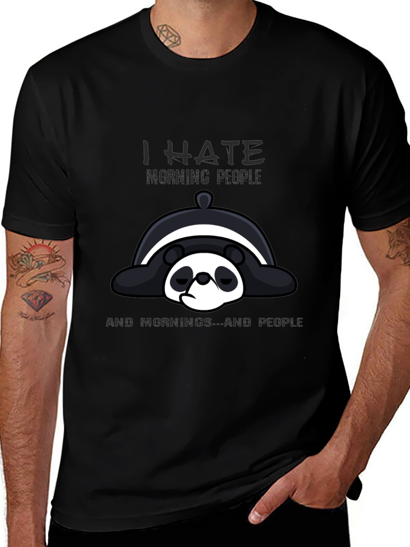 Variant 27 of I Hate Morning People Panda Graphic Tee