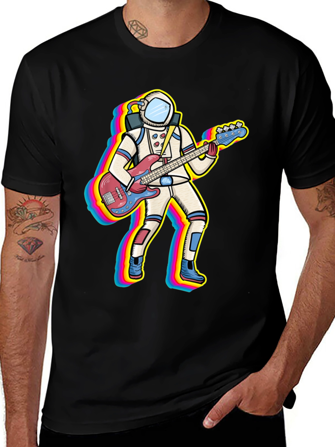 Variant 18 of Astronaut Guitarist Graphic T-Shirt - Black