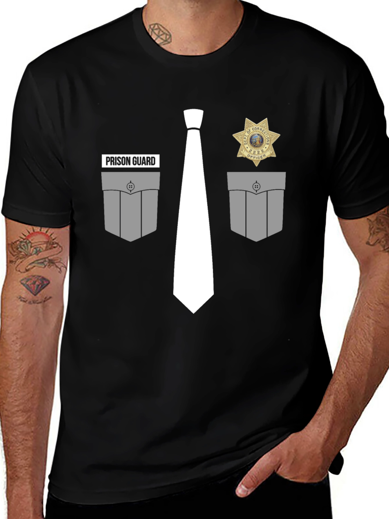 Variant 30 of Prison Guard Costume Graphic T-Shirt - Dress Up Tee