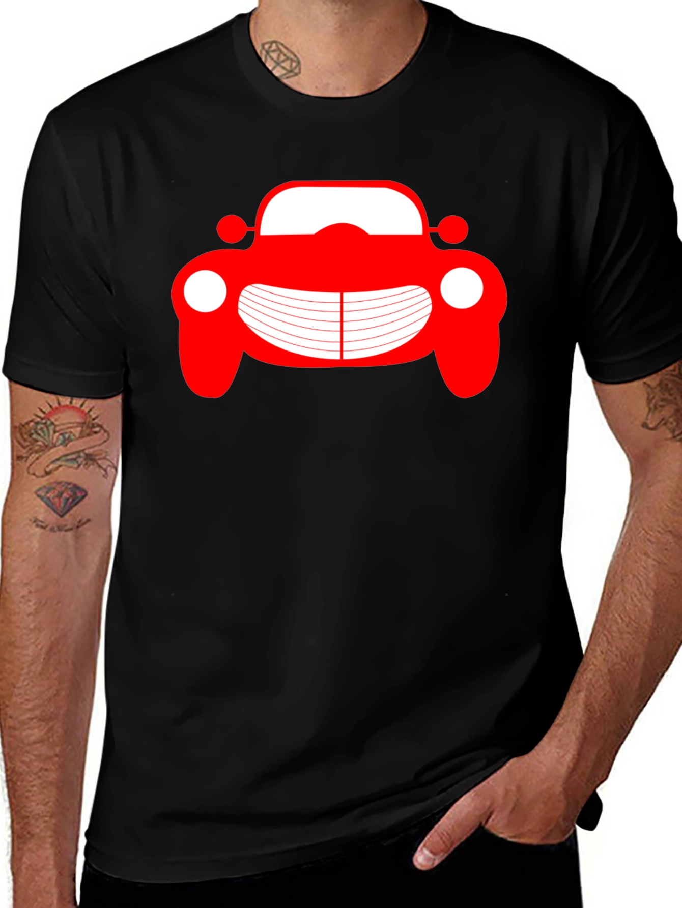 Variant 3 of Red Car Graphic Black Tee