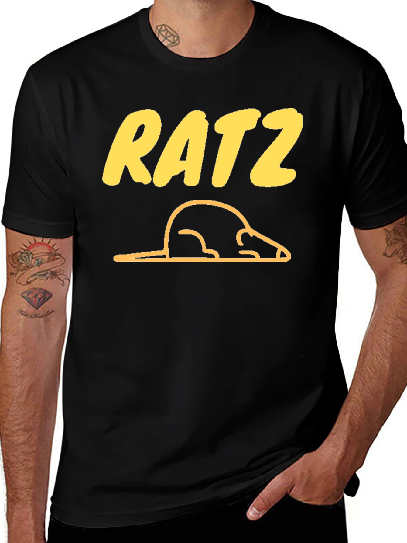 Variant 3 of Ratz Lazy Rat Graphic Tee - Black Cotton Casual Shirt