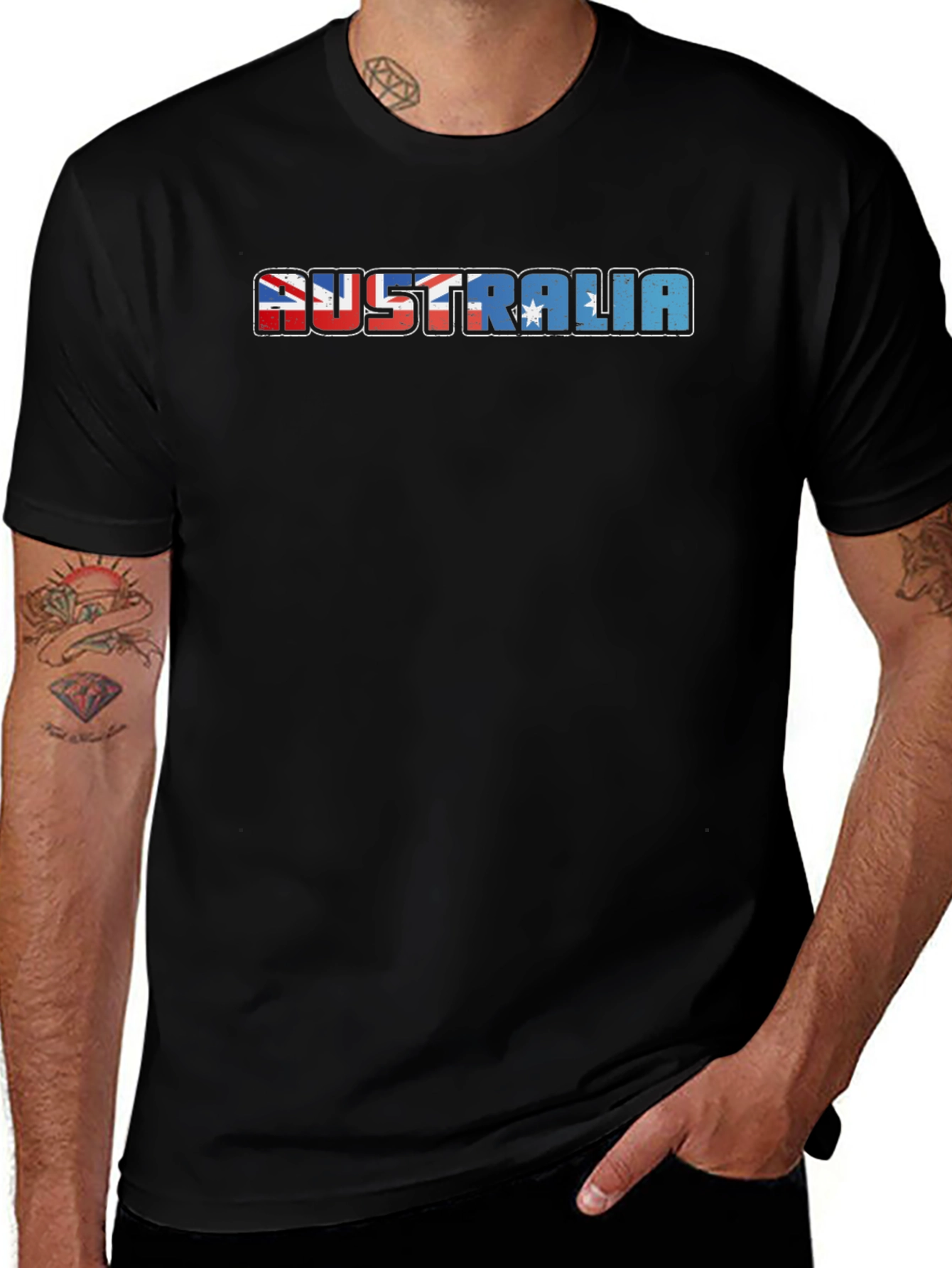 Australia Flag Graphic Print Black T-Shirt