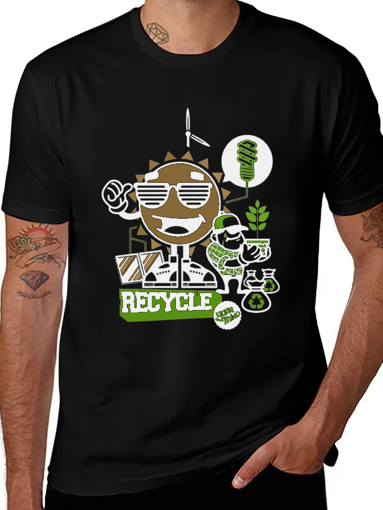 Eco-Friendly Graphic T-Shirt - Recycle Design