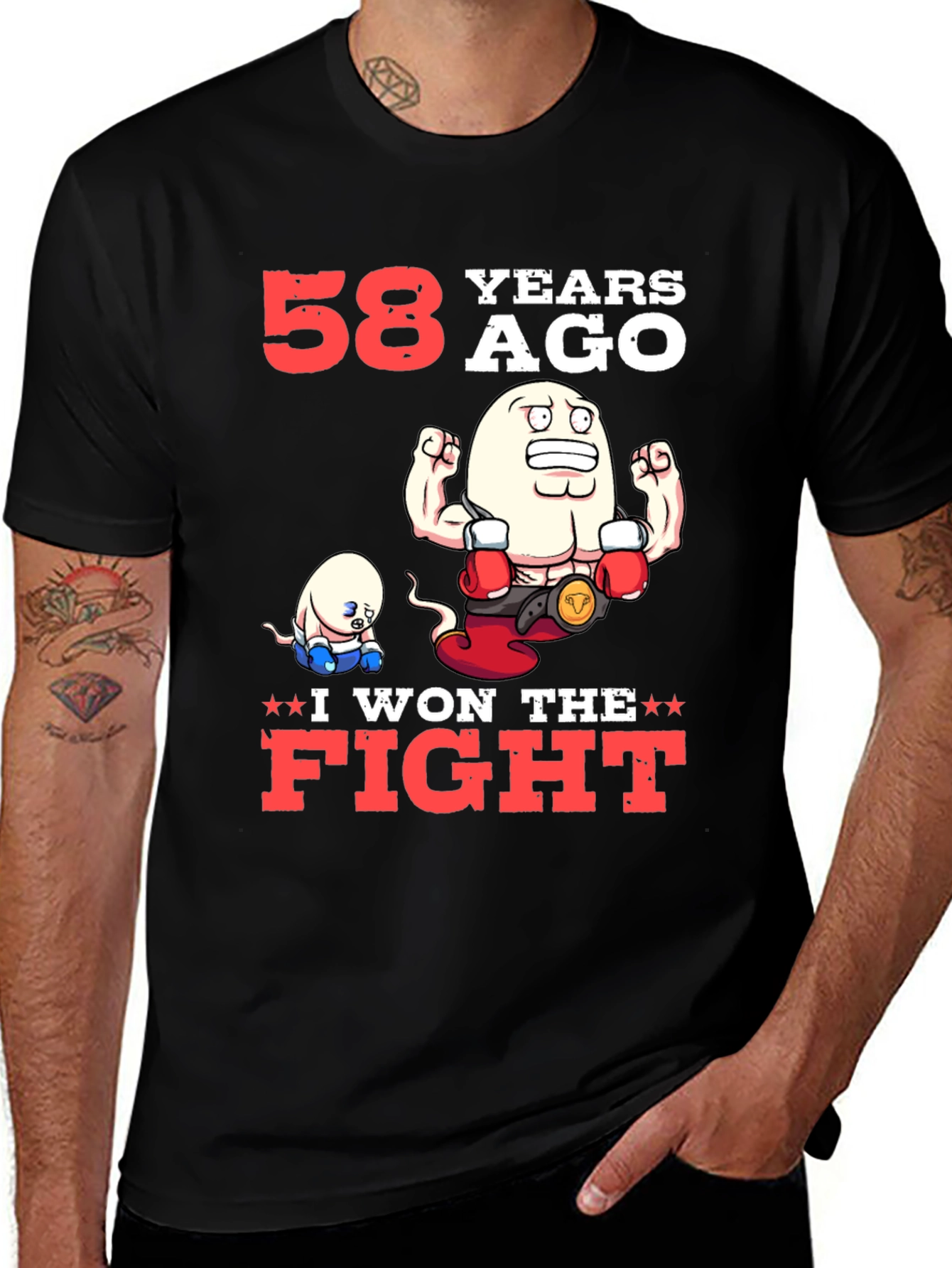 Black Funny 58 Years Ago I Won The Fight T-Shirt main image