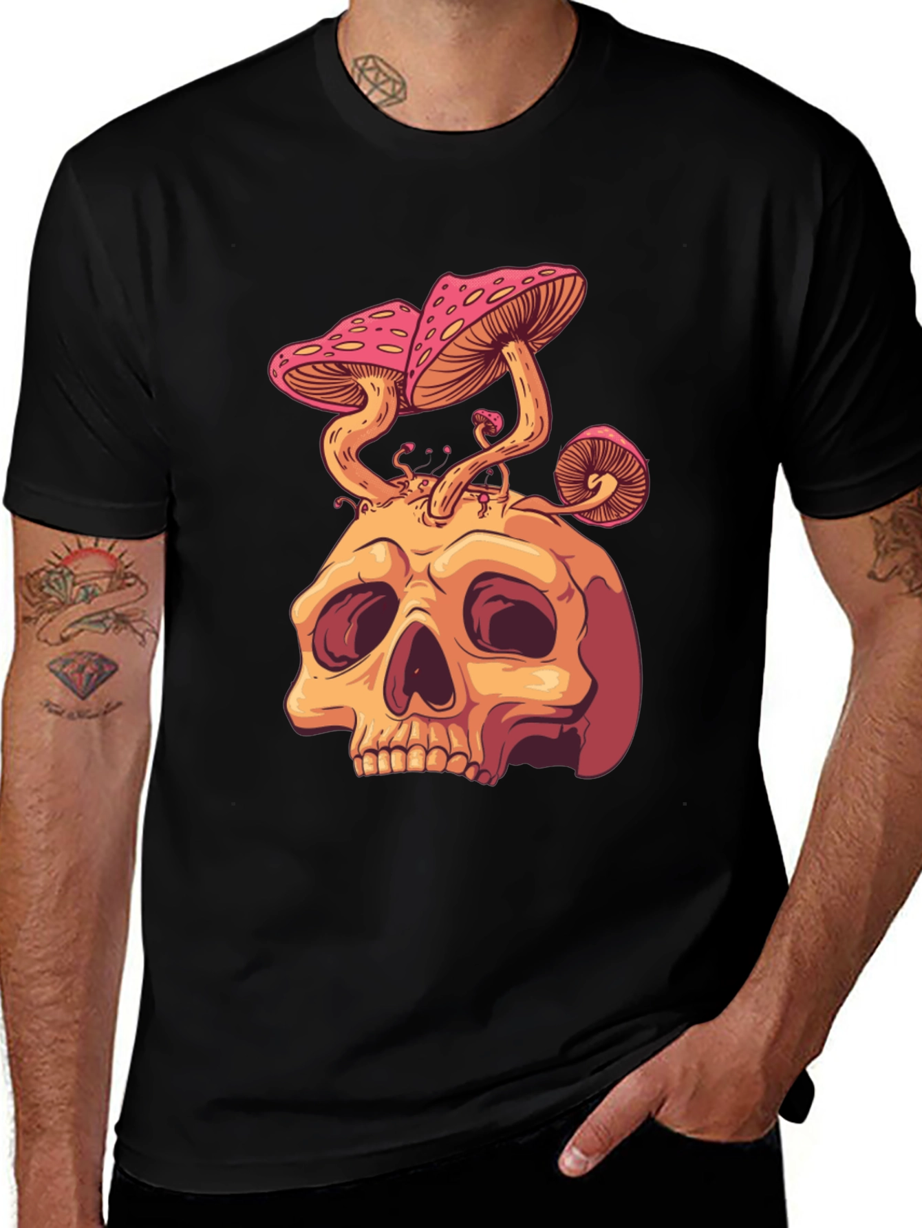 Variant 3 of Skull Mushroom Graphic Tee - Unique Design