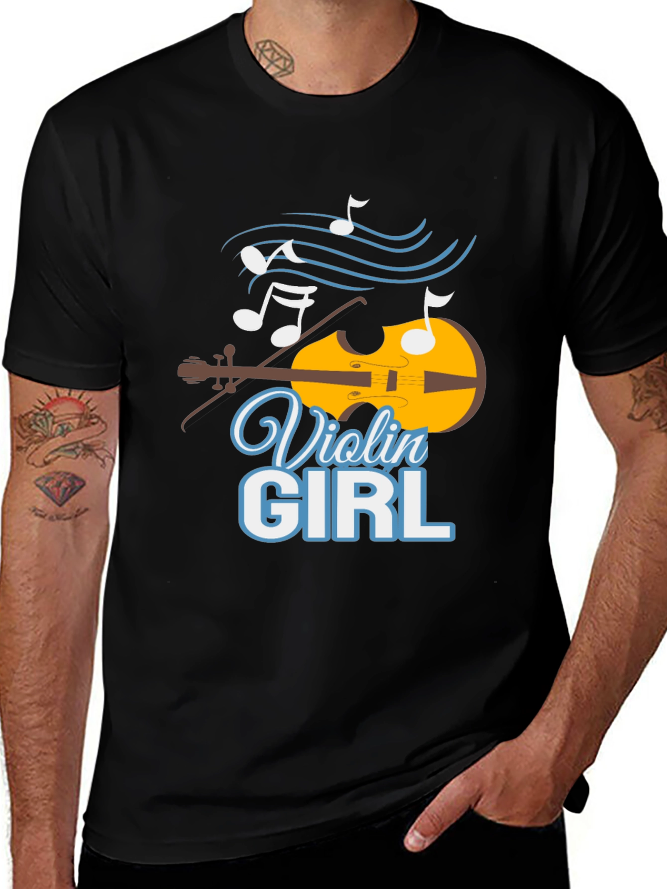 Violin Girl Music T-Shirt - Black