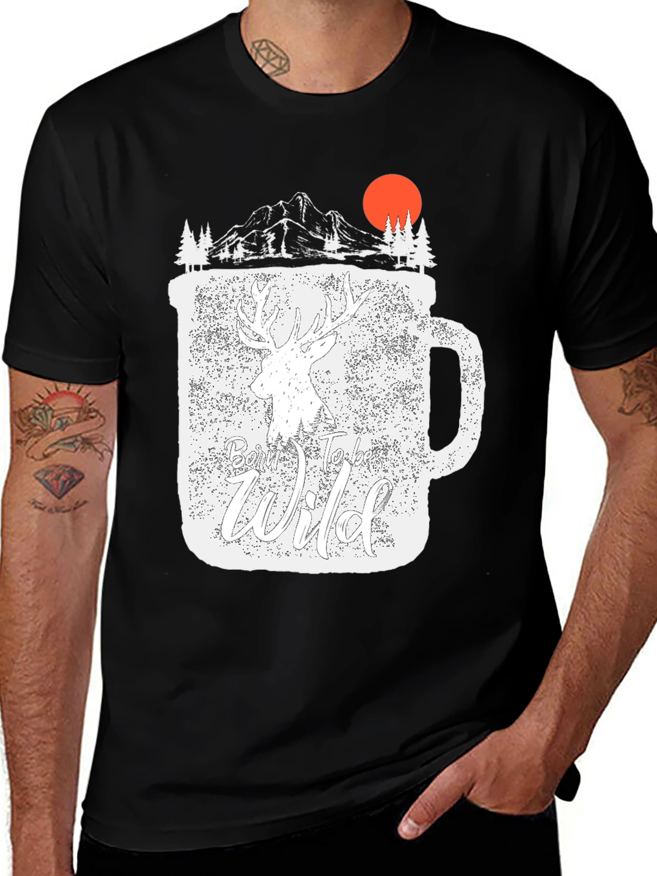 Variant 14 of Born To Be Wild Deer Graphic Tee - Black