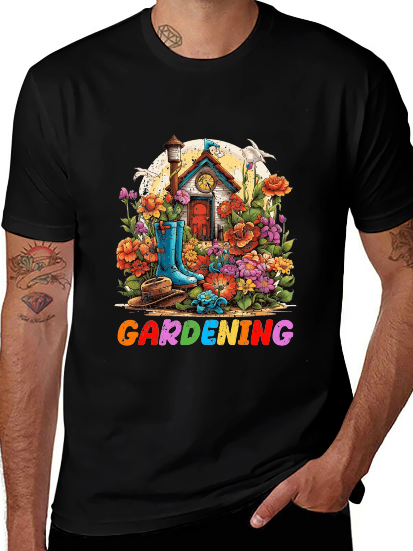 Gardening Graphic Tee - Colorful Floral Design