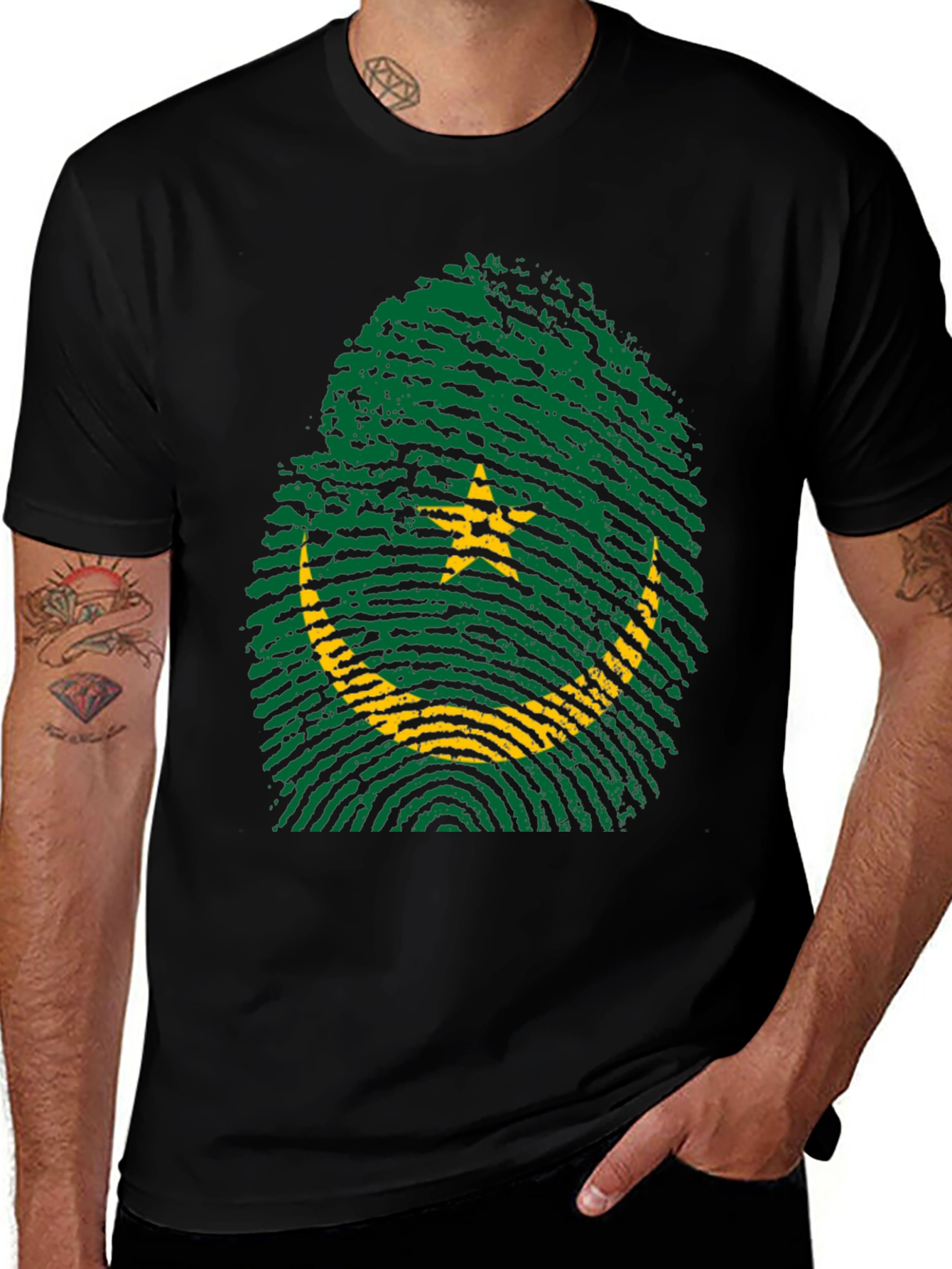Mauritania Flag Fingerprint T-Shirt