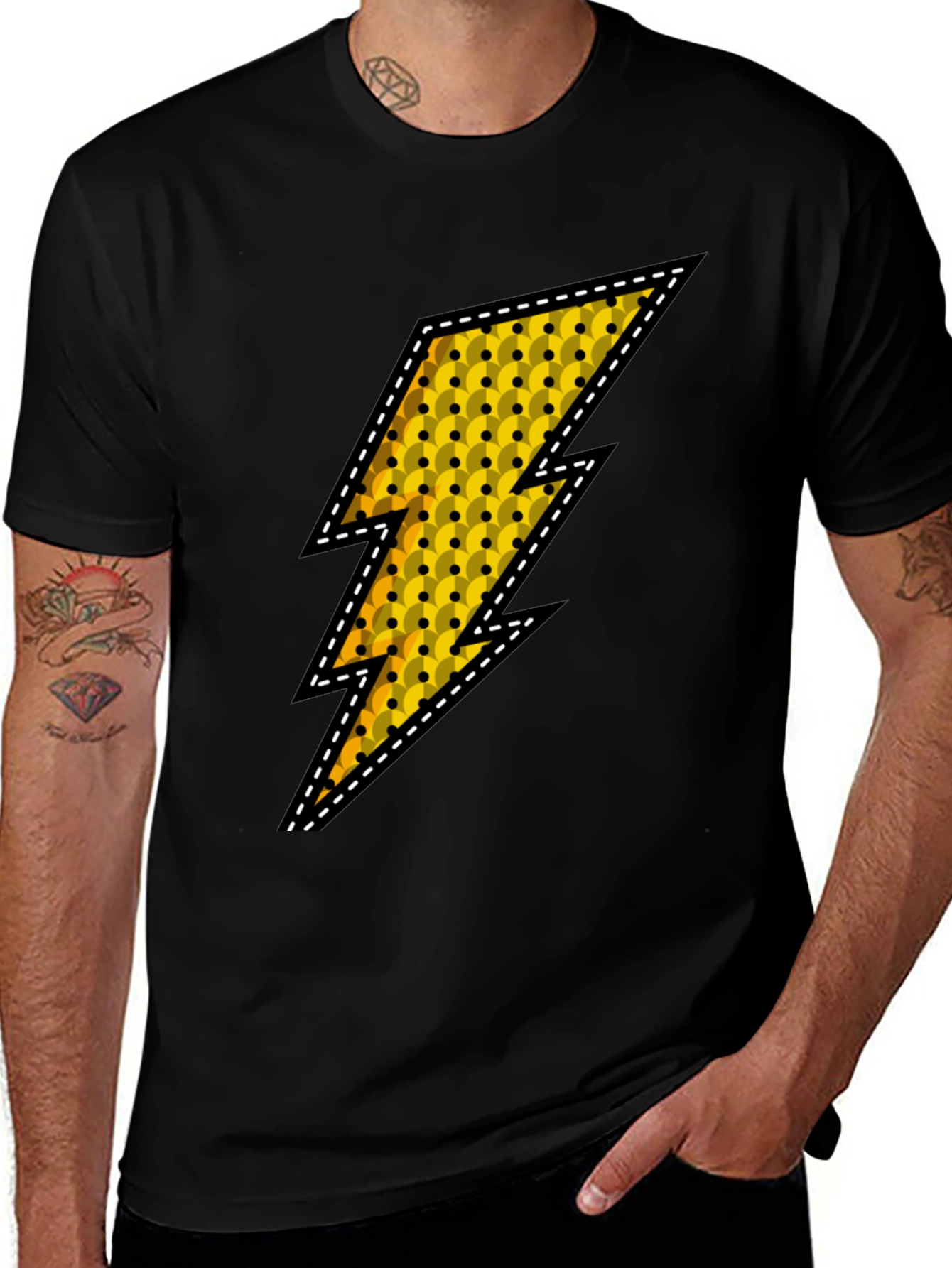 Variant 30 of Lightning Bolt Graphic Tee - Black Casual Shirt
