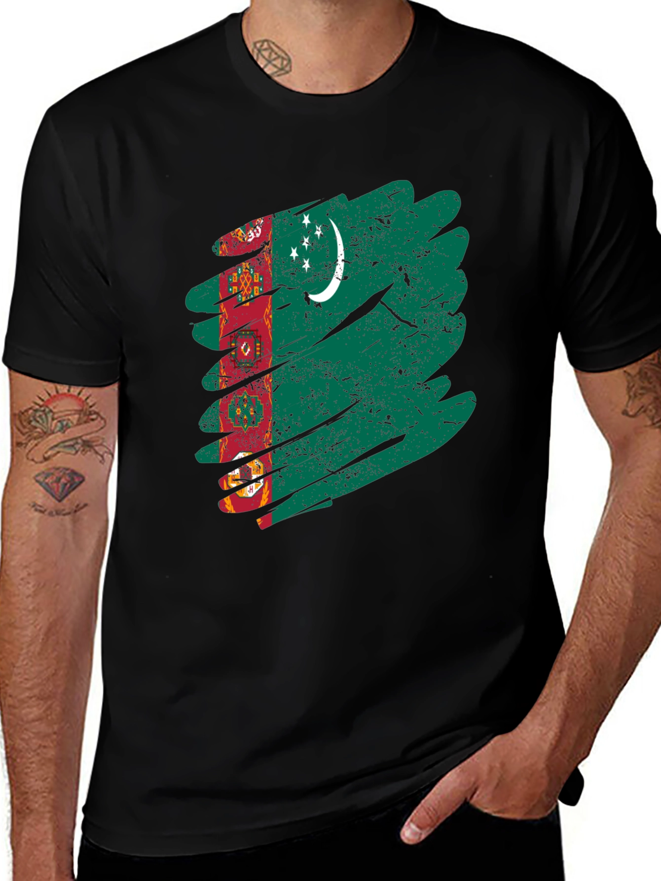 Turkmenistan Flag Graphic Print Men's T-Shirt