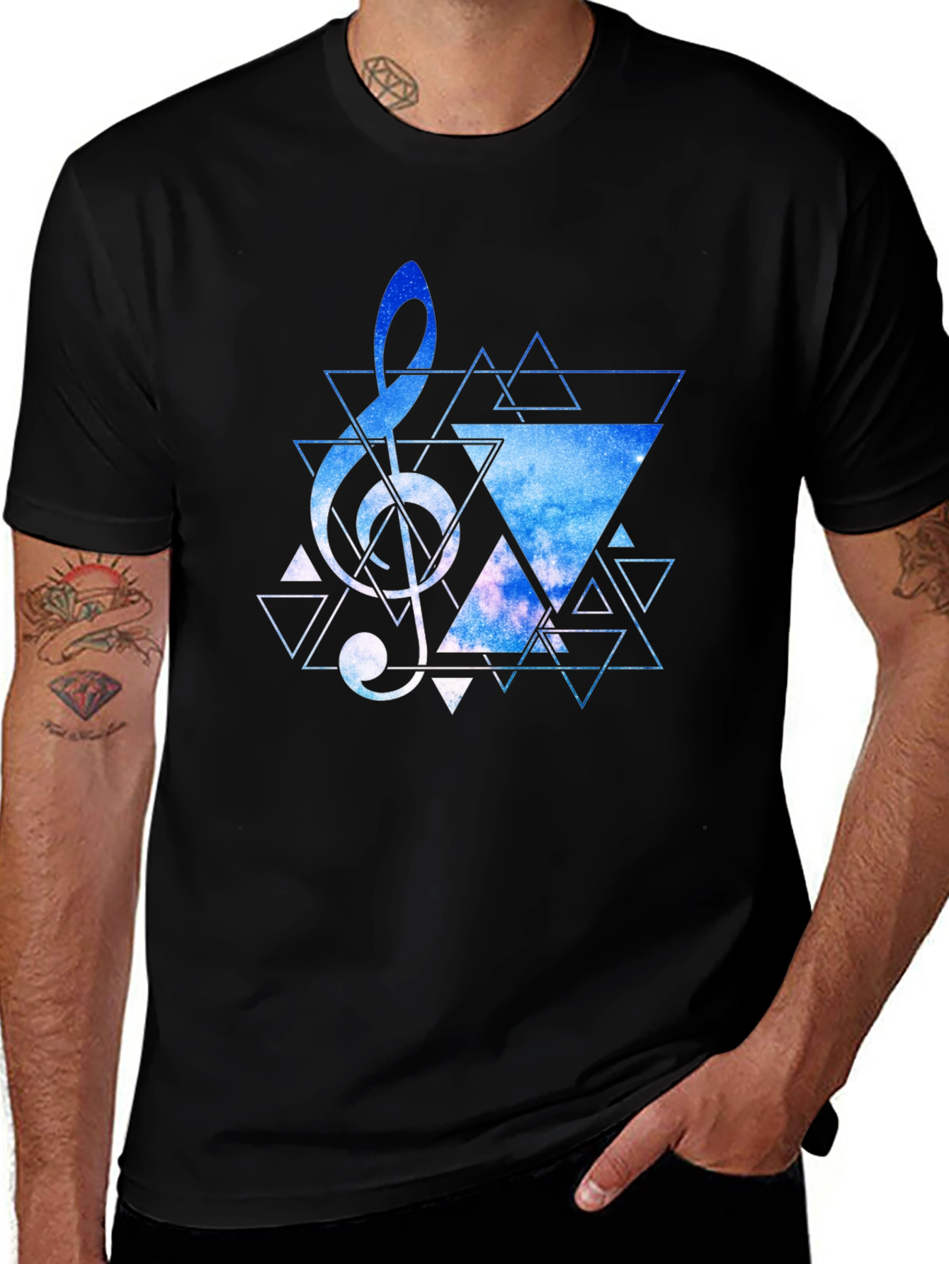 Variant 26 of Geometric Treble Clef Galaxy T-Shirt