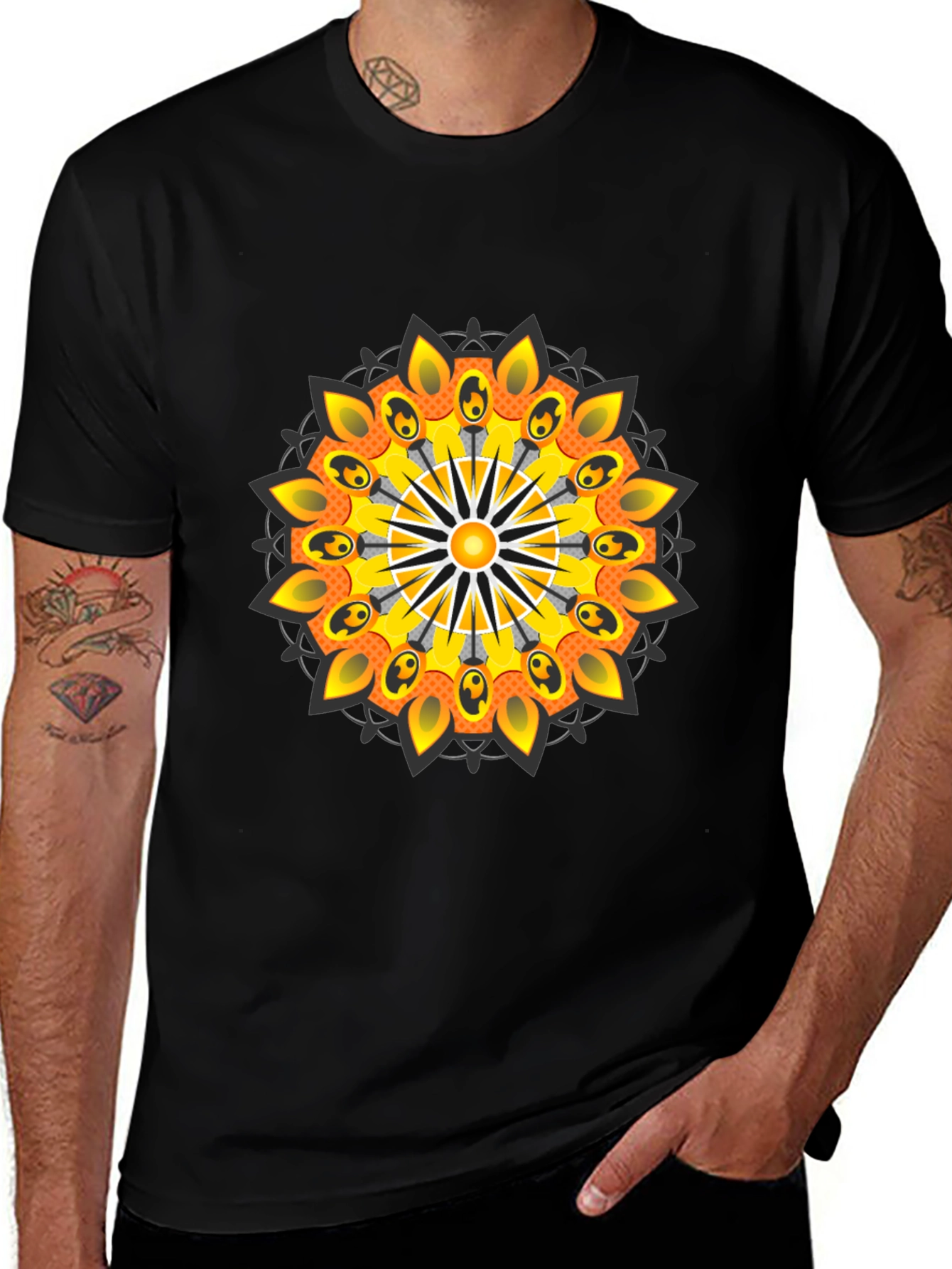 Variant 2 of Black Mandala Graphic T-Shirt