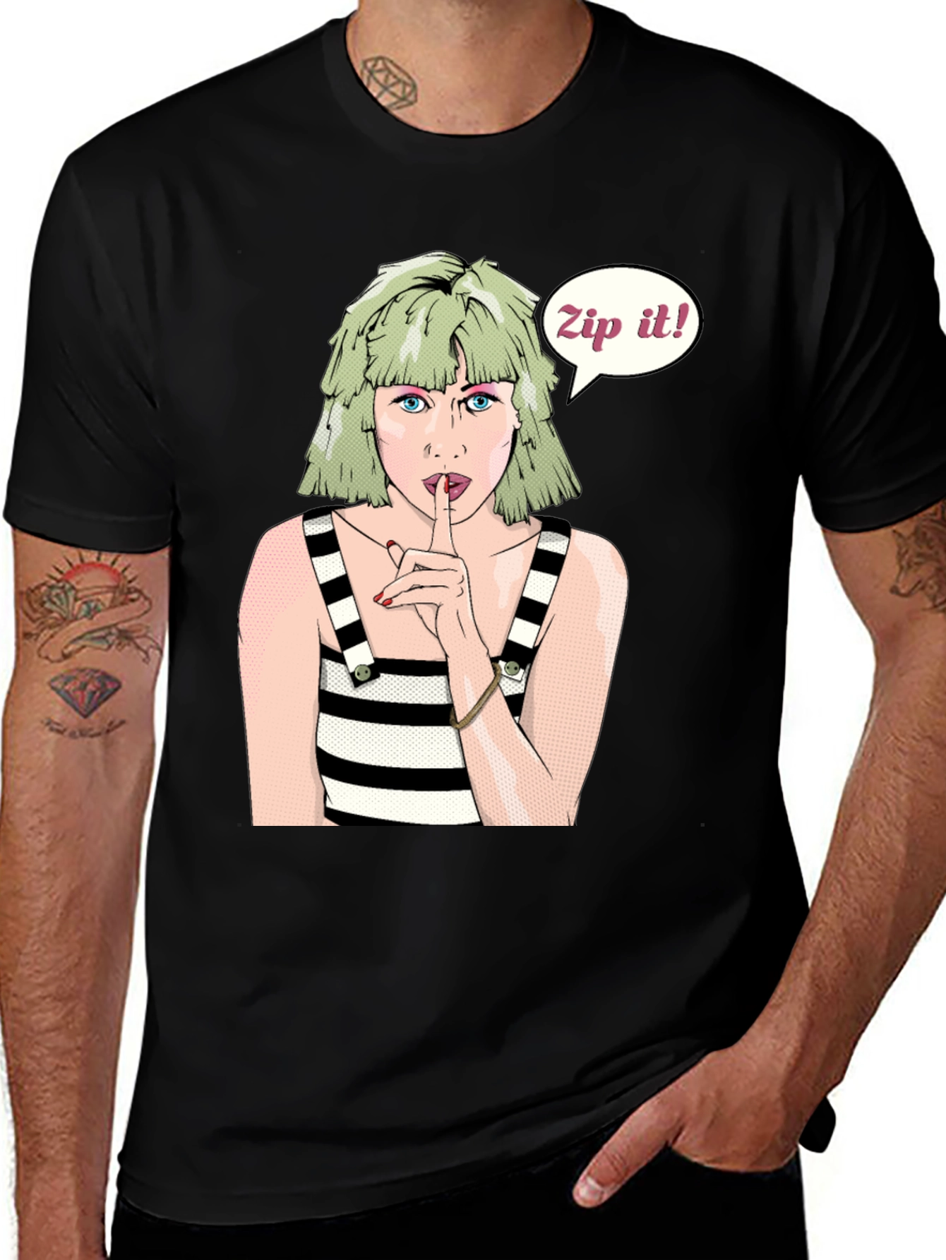 Variant 16 of Zip It! Graphic T-Shirt - Trendy Pop Art Design