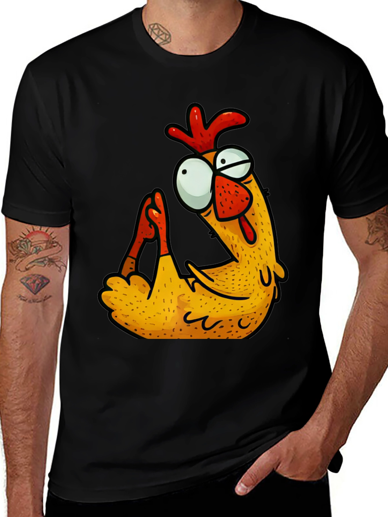 Variant 16 of Funny Chicken Yoga T-Shirt - Men's Black Tee