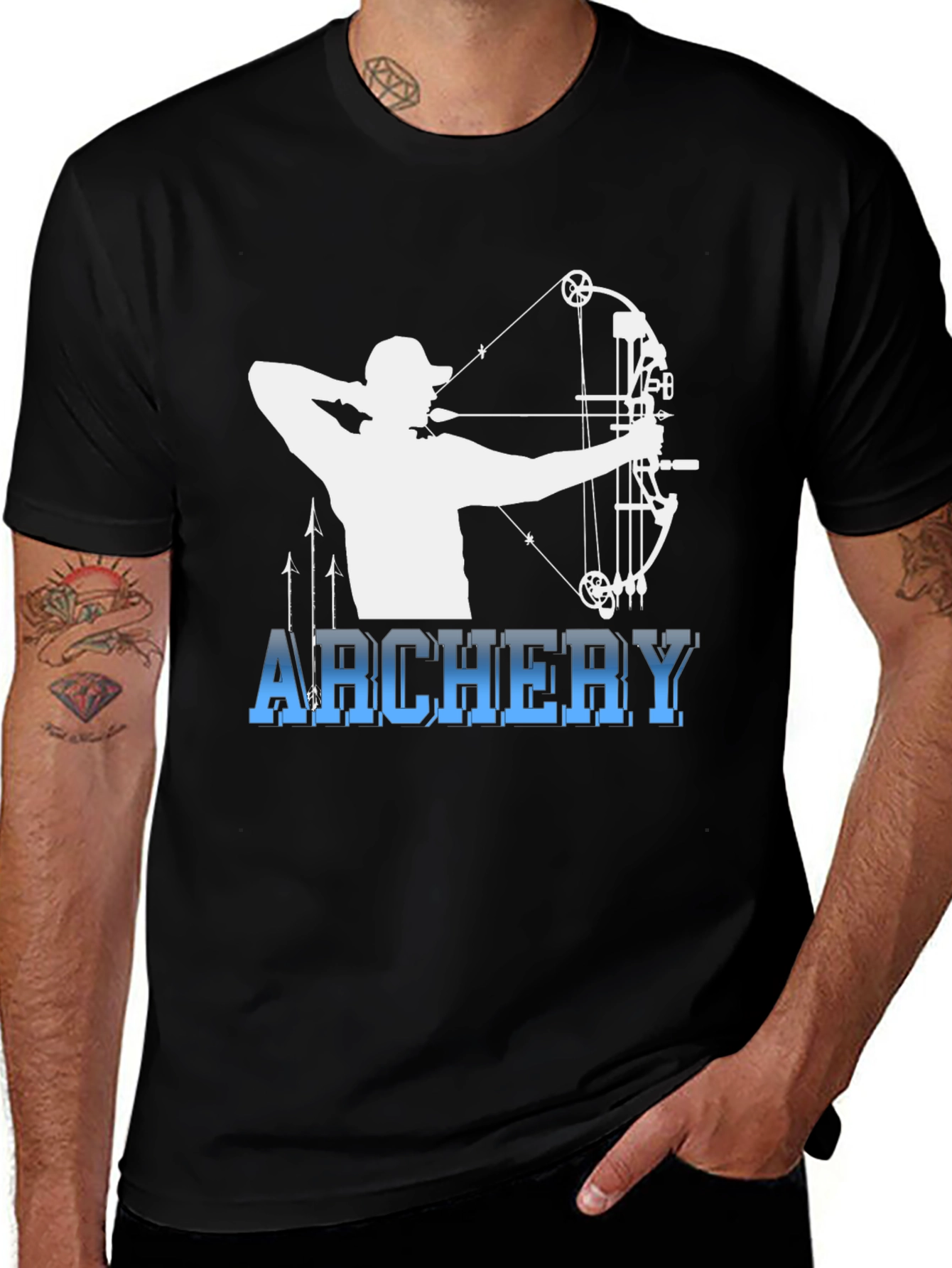Variant 20 of Archery Bow Hunter Black T-Shirt