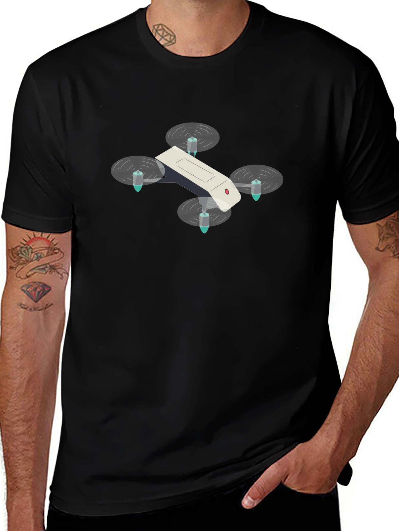 Drone Graphic T-Shirt - Black Cotton Tee
