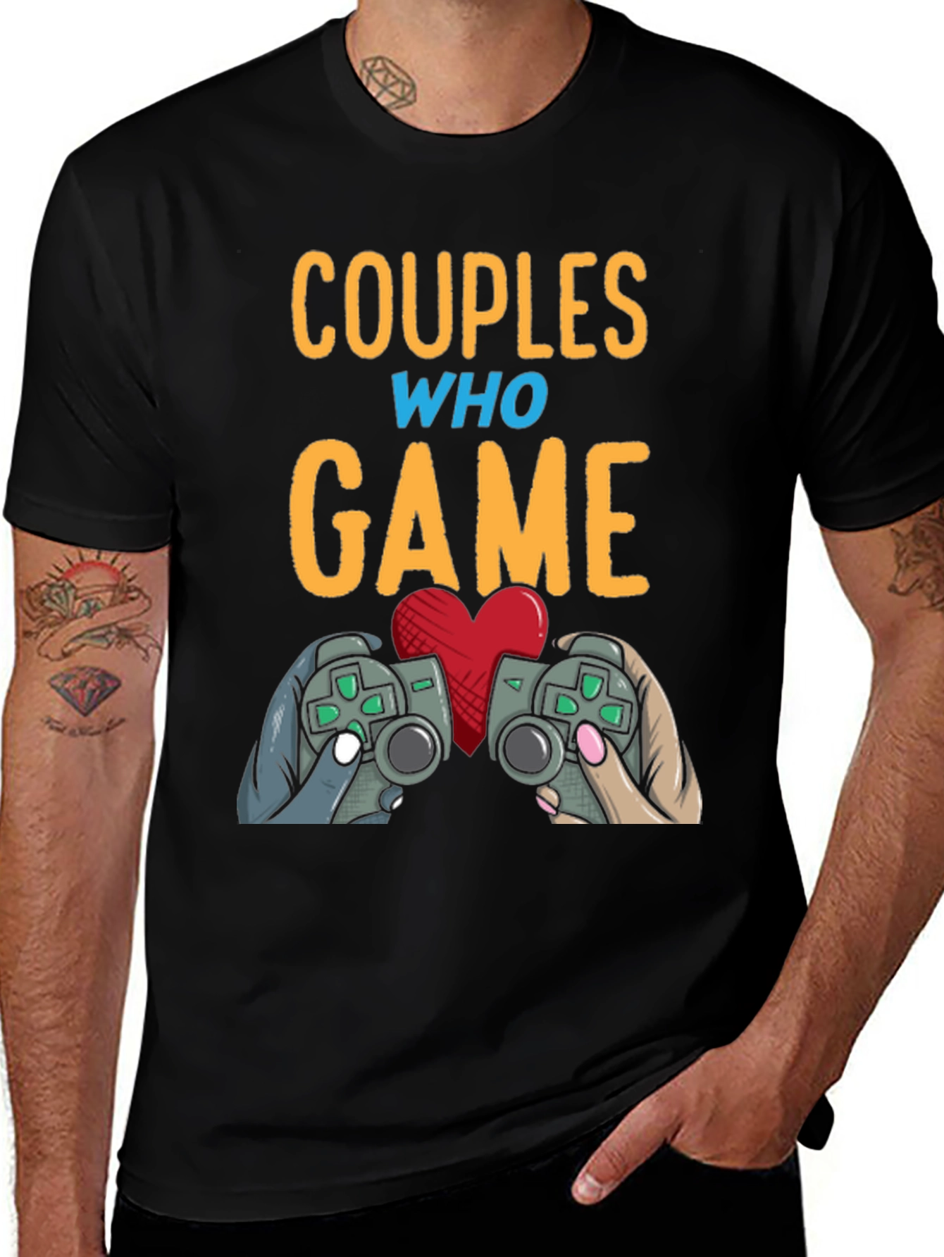 Variant 14 of Couples Who Game Black T-Shirt