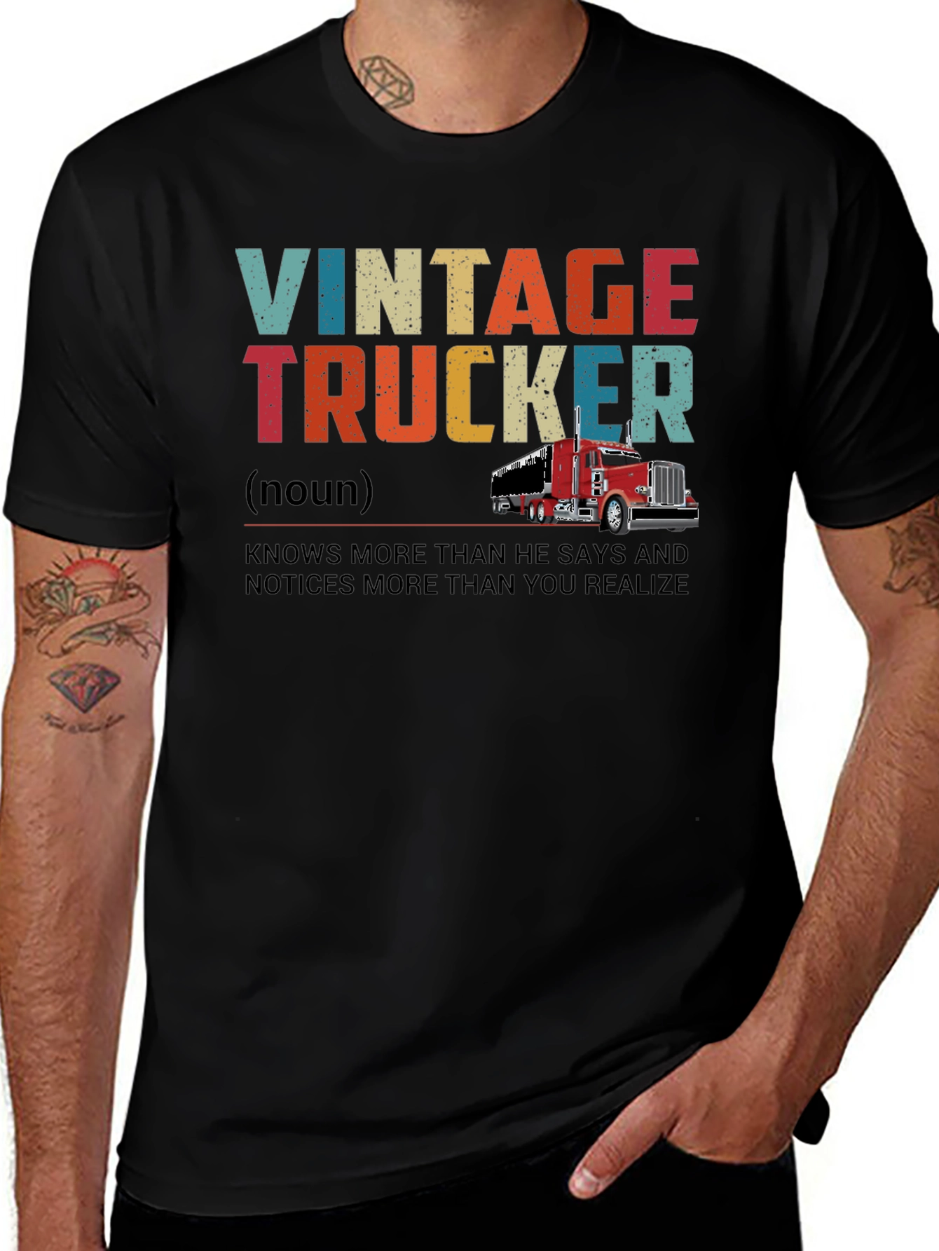 Variant 11 of Vintage Trucker Graphic T-Shirt - Knows More Than He Says
