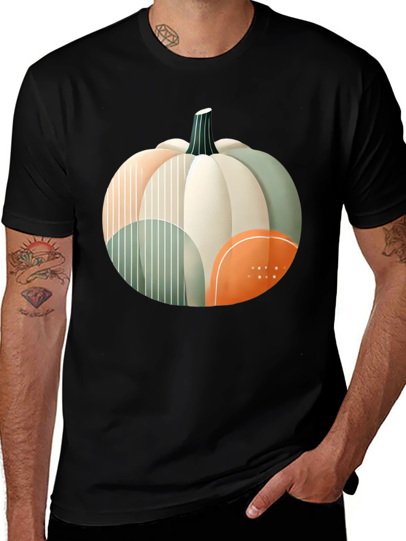 Variant 27 of Abstract Pumpkin Graphic T-Shirt - Modern Fall Apparel