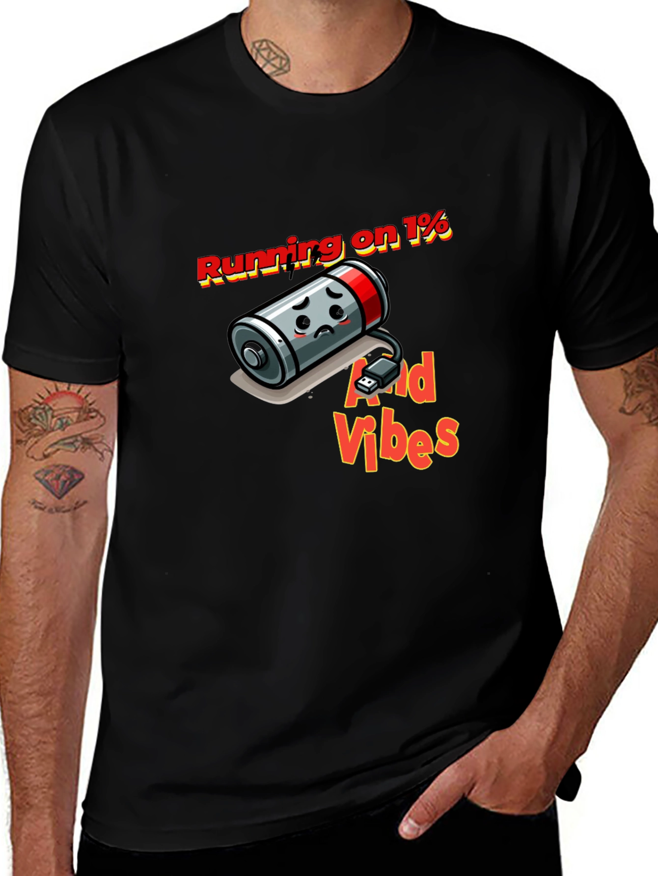 Variant 4 of Running on 1% and Good Vibes Black T-Shirt