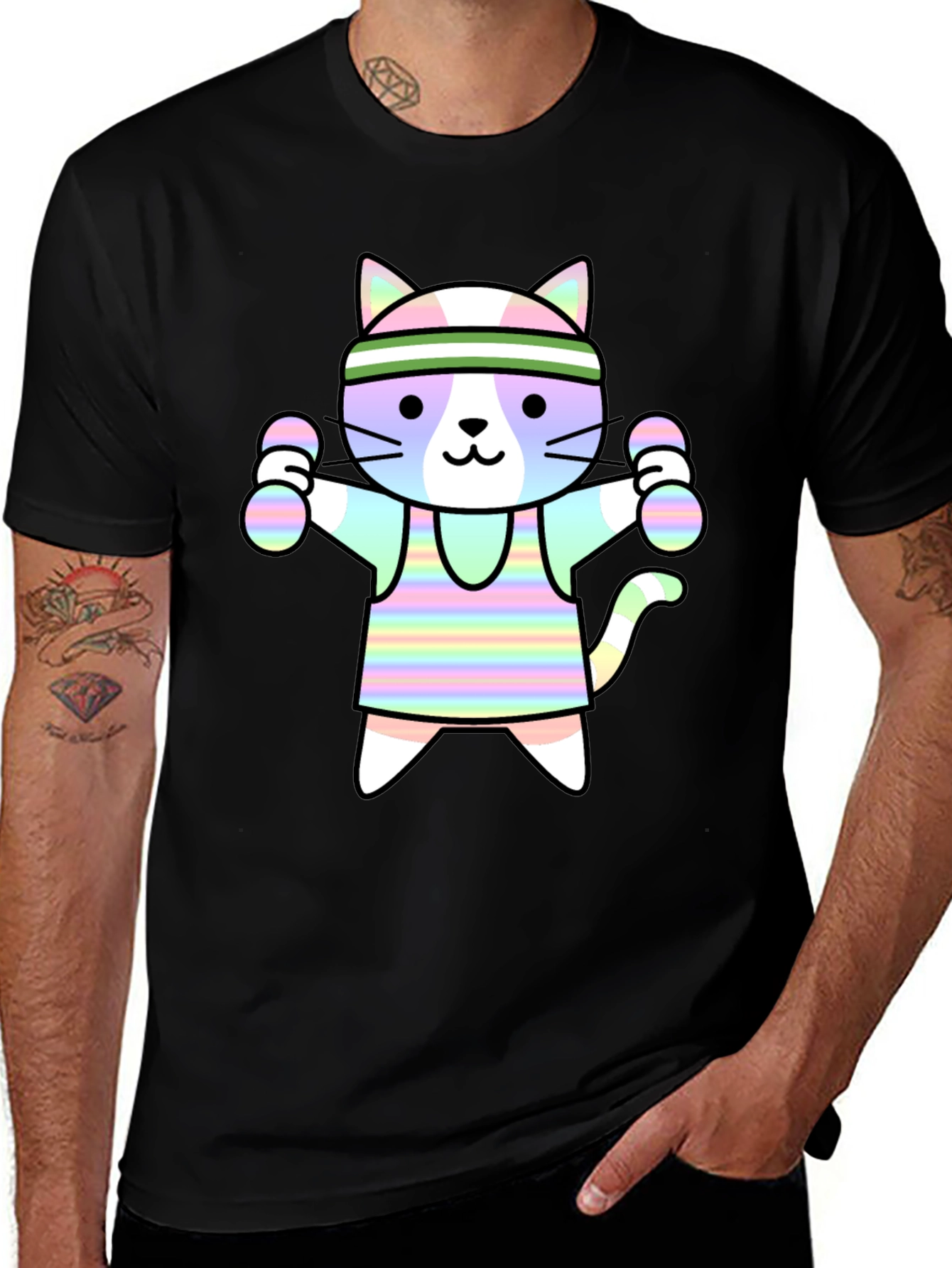 Variant 18 of Workout Cat T-Shirt - Funny Gym Kitty Tee