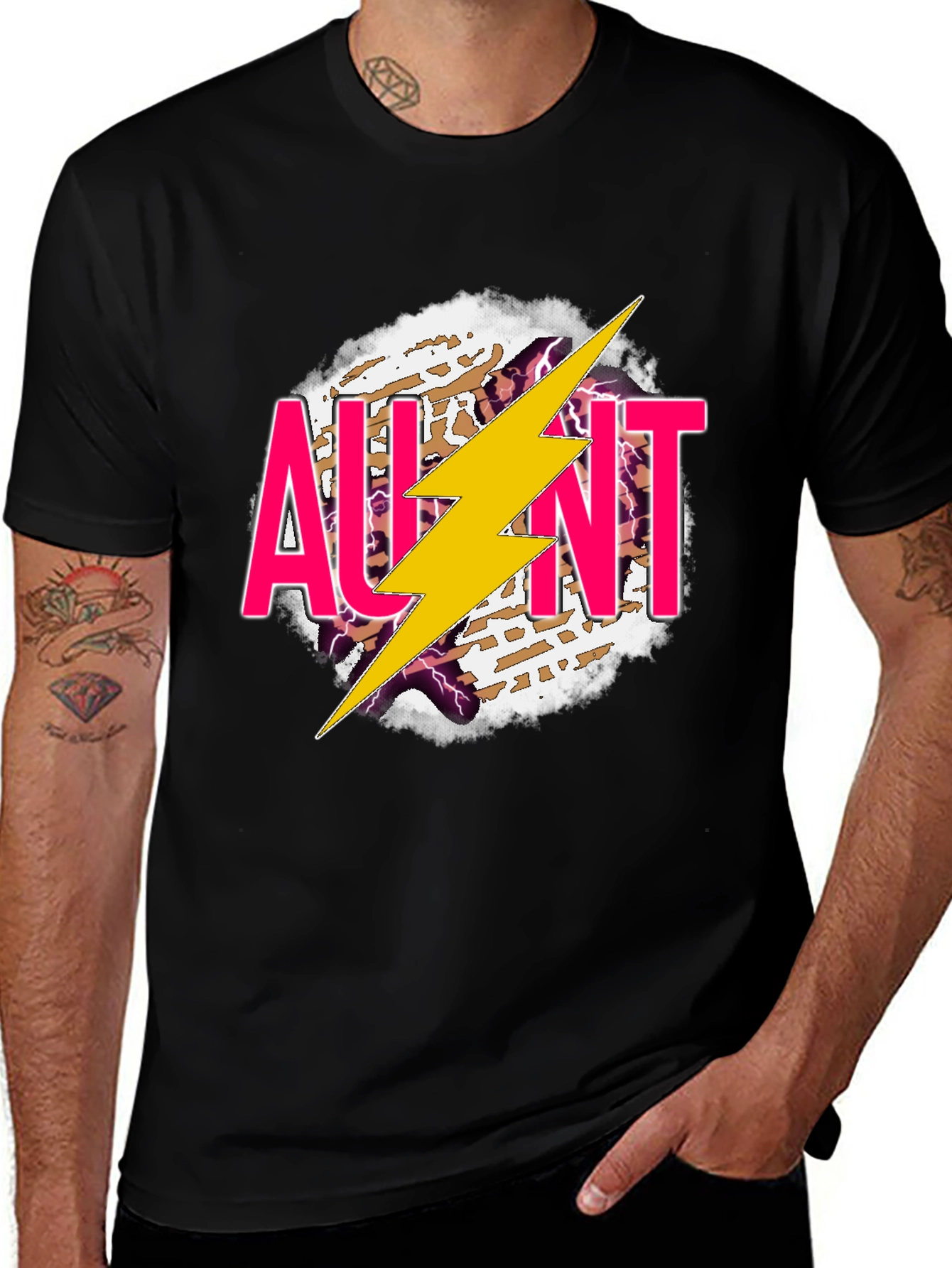 Variant 4 of Aunt Lightning Bolt T-Shirt - Black