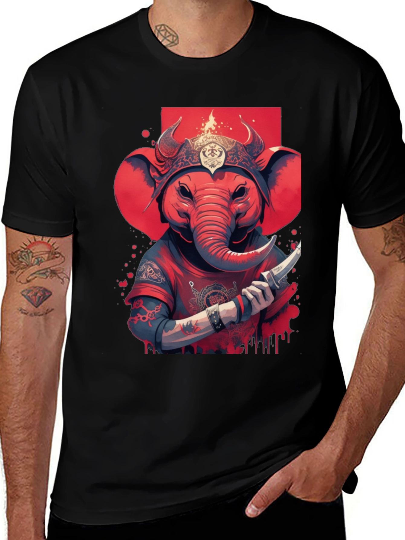 Variant 5 of Elephant Warrior Graphic T-Shirt - Unique Design