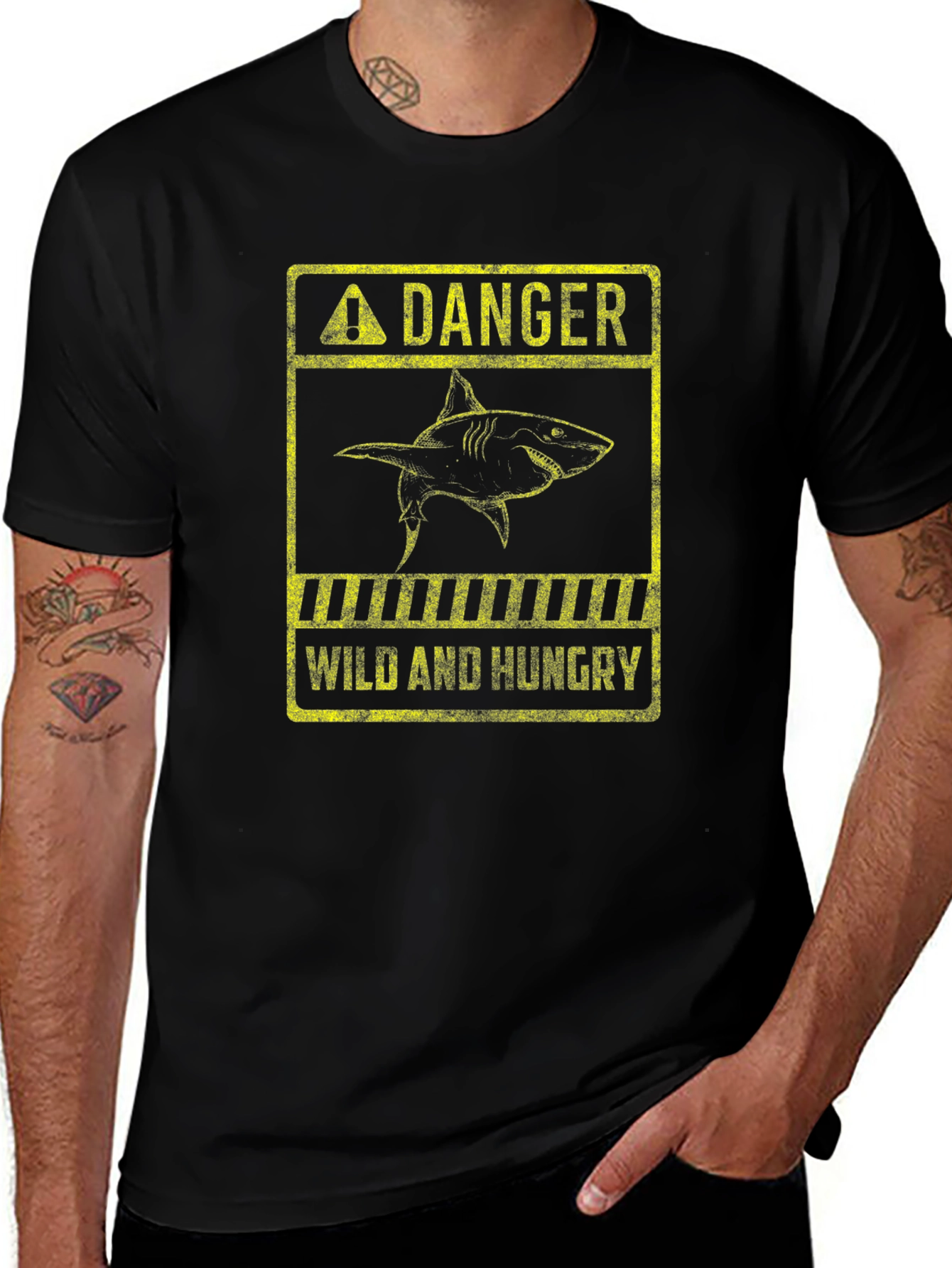 Variant 13 of Danger Wild and Hungry Shark Graphic T-Shirt