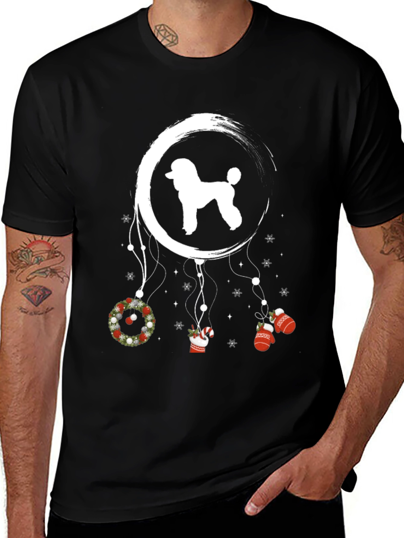 Christmas Poodle Dreamcatcher Graphic Tee
