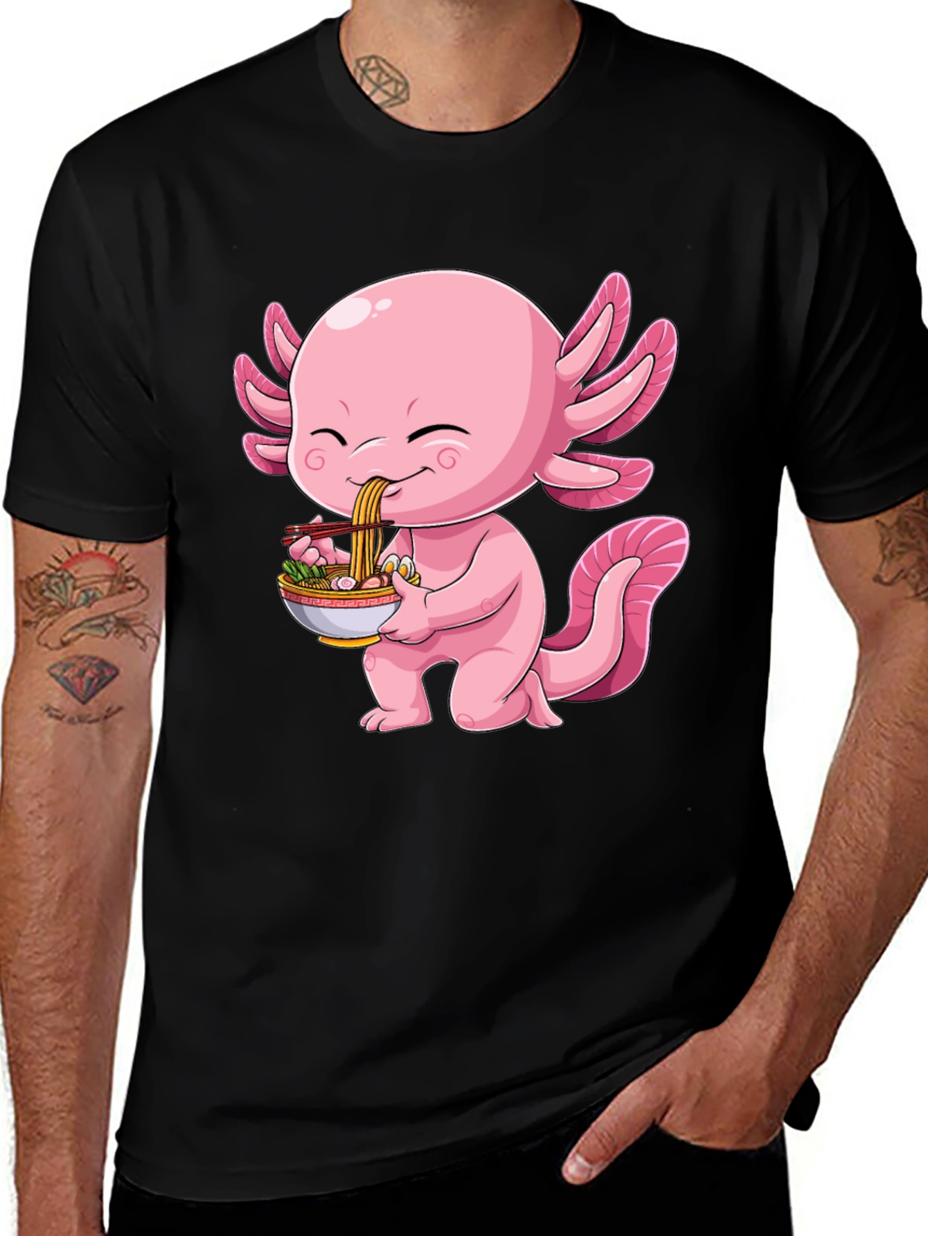 Variant 3 of Axolotl Ramen T-Shirt - Cute Kawaii Design