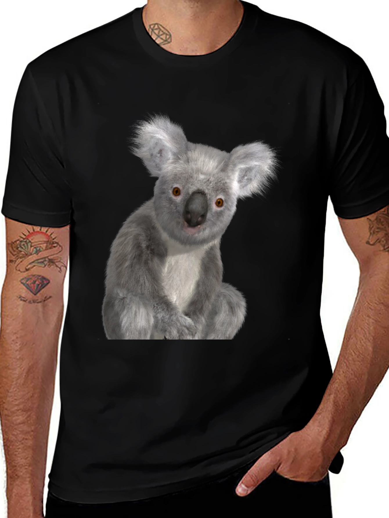 Variant 23 of Koala Graphic Tee - Black Cotton Comfort
